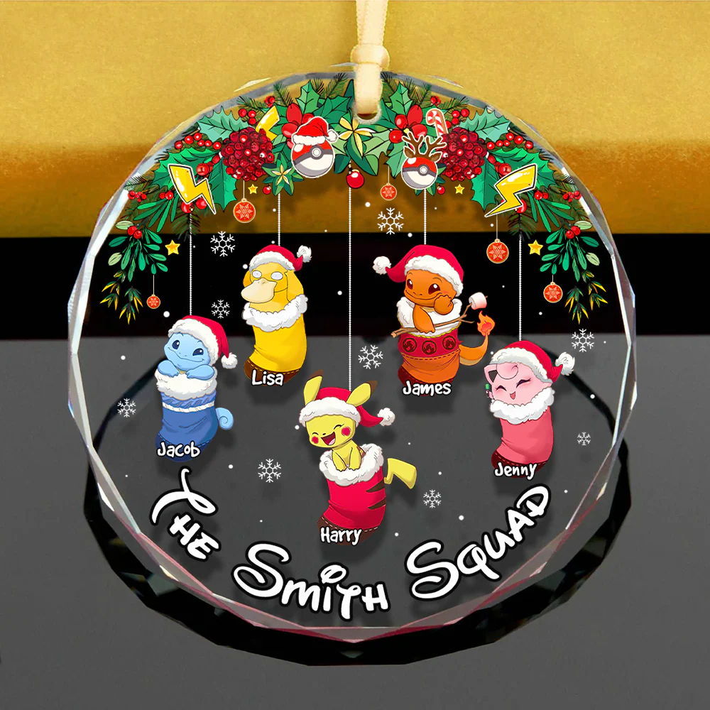 Poke Family PoMo Chrismas Socks - Personalized Glass Ornament - Gift For Family Members - NA94 - Image 3