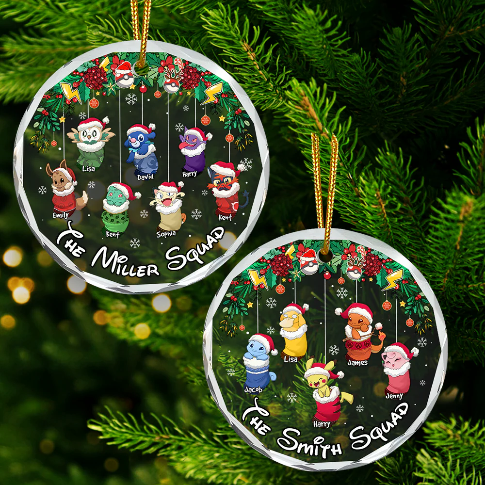 Poke Family PoMo Chrismas Socks - Personalized Glass Ornament - Gift For Family Members - NA94 - Image 4
