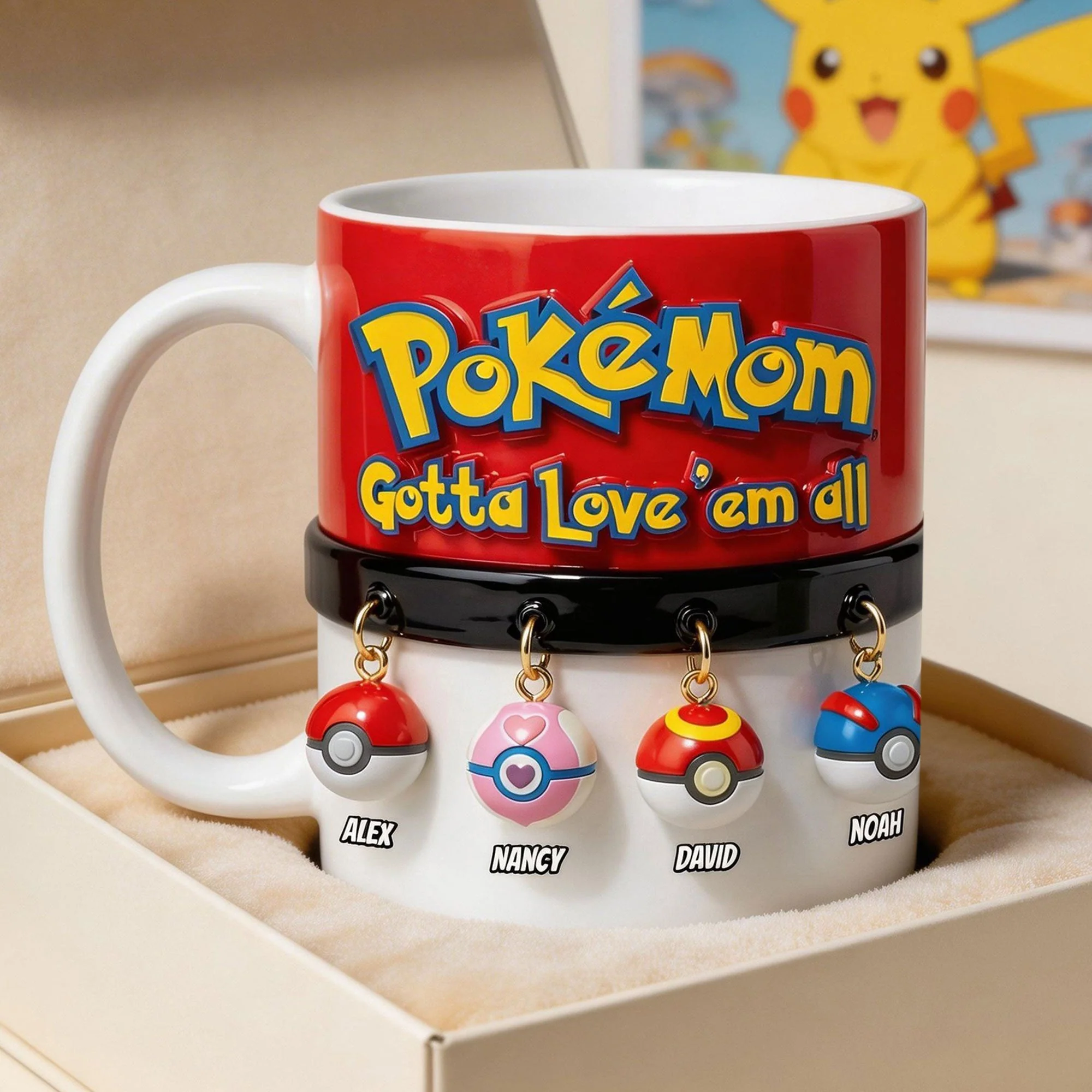 PokeMom Gotta Love 'Em All- Personalized Edge-to-Edge Mug - Gift For Mom, Mother's Day, PoMo Fans - Image 2