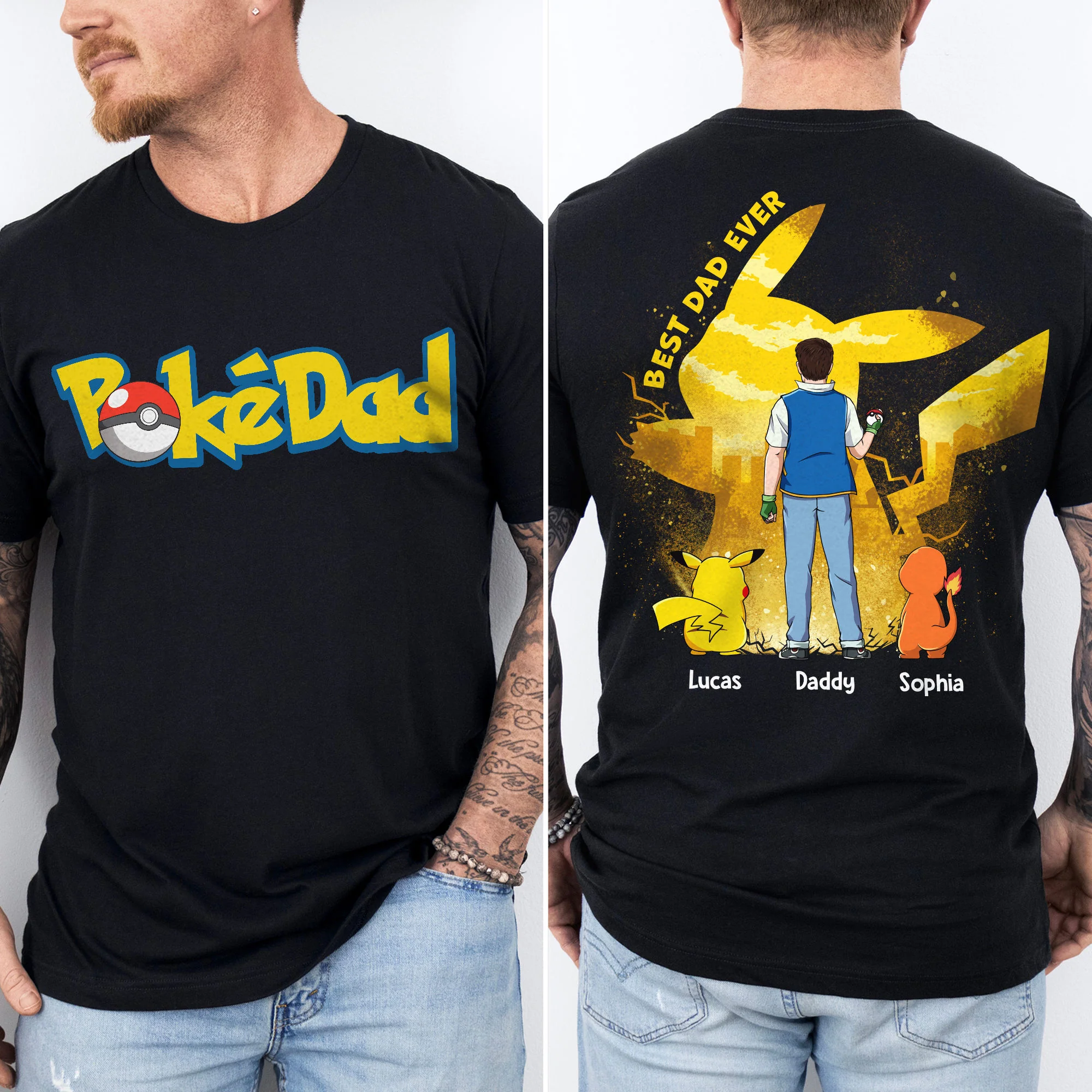 PoMo Best Dad Ever - Personalized Shirt 2 Side - Gift For Him, Father's Day | CL59 HH01