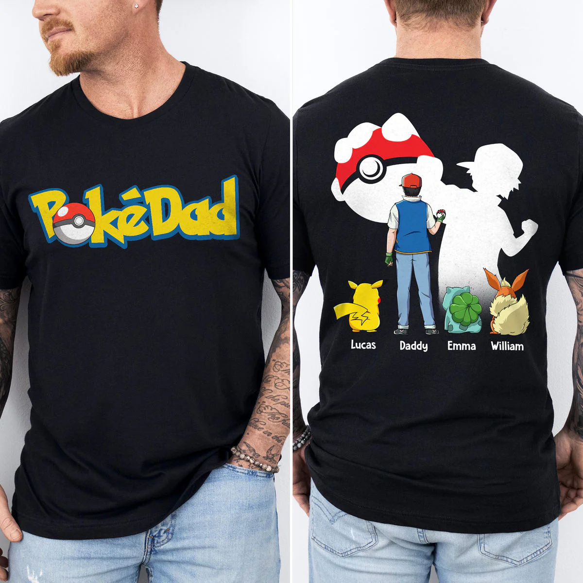 PoMo Best PokéDad Ever - Personalized Shirt 2 Side - Gifts For Dad - Image 2