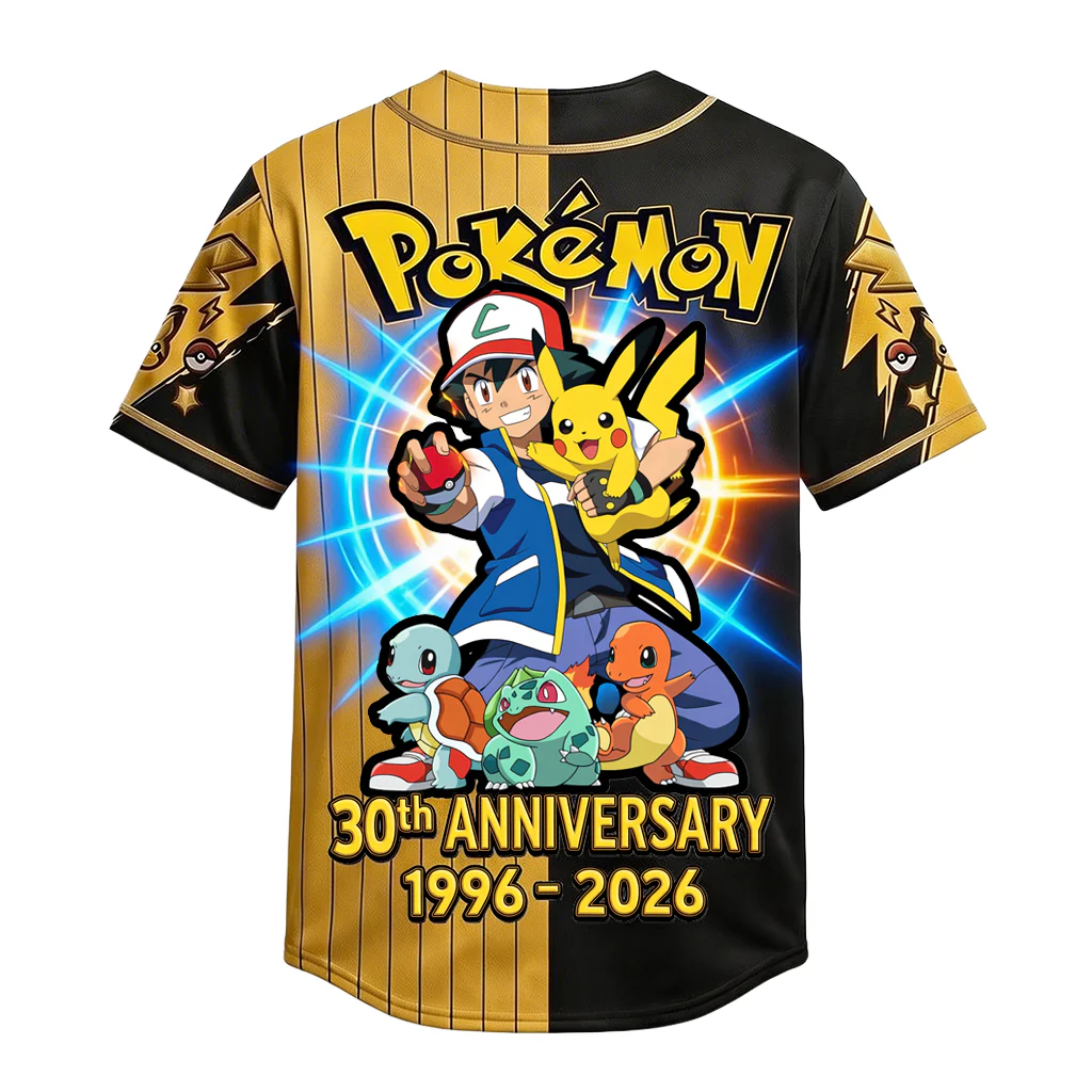 PoMo Celebrate 30 Years Of Catching Them All - Personalized Baseball Jersey For Adult, Kid, Toddler - Anniversary Gift For Movie Fans HH01 - Image 2