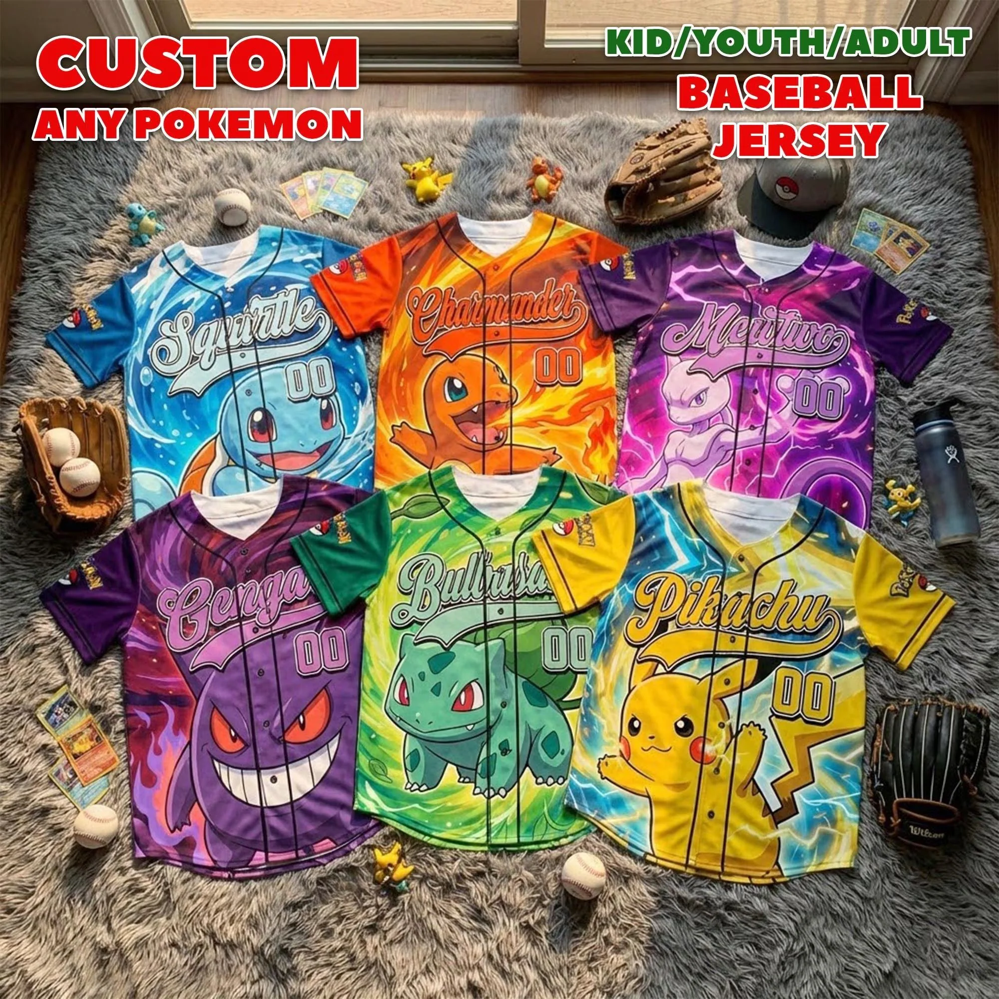 PoMo Celebrate 30 Years Of Catching Them All - Personalized Baseball Jersey - Anniversary Gift For Movie Fans HH01