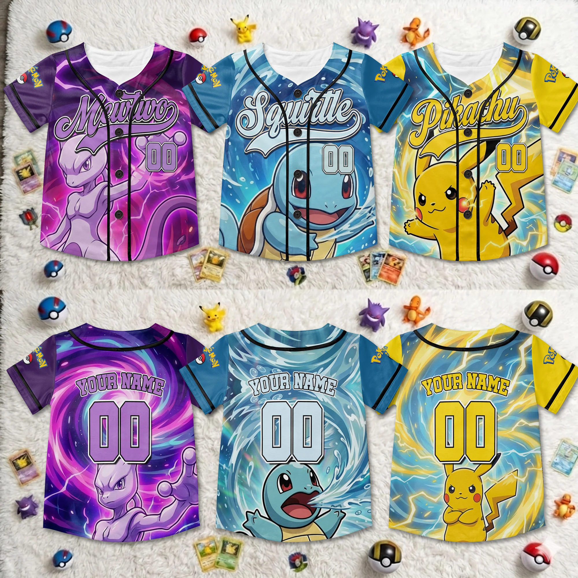PoMo Celebrate 30 Years Of Catching Them All - Personalized Baseball Jersey - Anniversary Gift For Movie Fans HH01 - Image 3