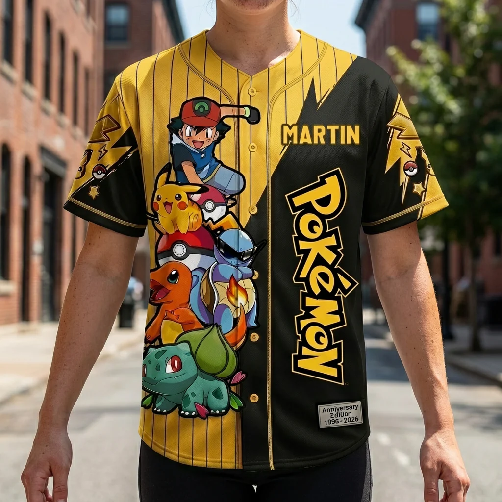 PoMo Celebrate 30 Years Of Catching Them All - Personalized Baseball Jersey - Anniversary Gift For Movie Fans NL122 - Image 5
