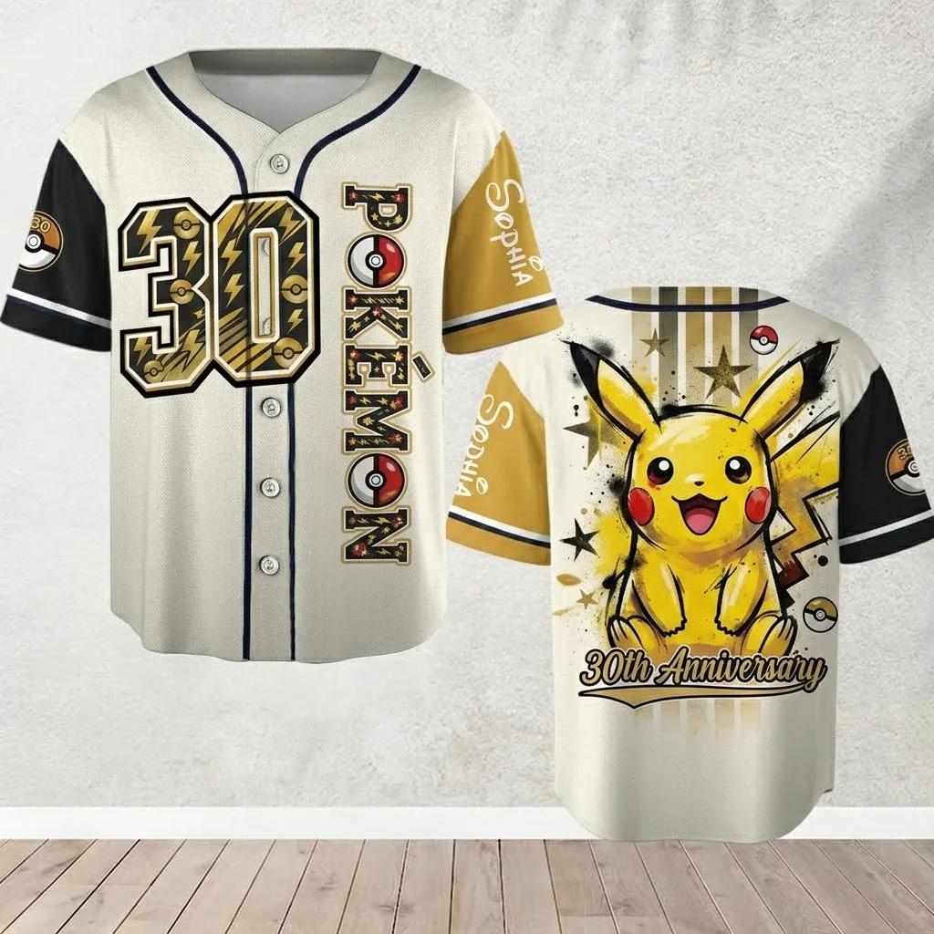 PoMo Celebrate 30 Years Of Catching Them All - Personalized Baseball Jersey - Gift For Movie Fans NL122 - Image 2
