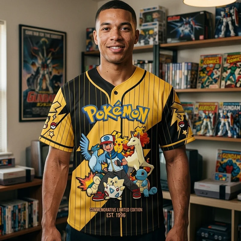 PoMo Celebrate 30 Years Of Catching Them All - Personalized Baseball Jersey - Gift For Movie Fans NL122 - Image 4