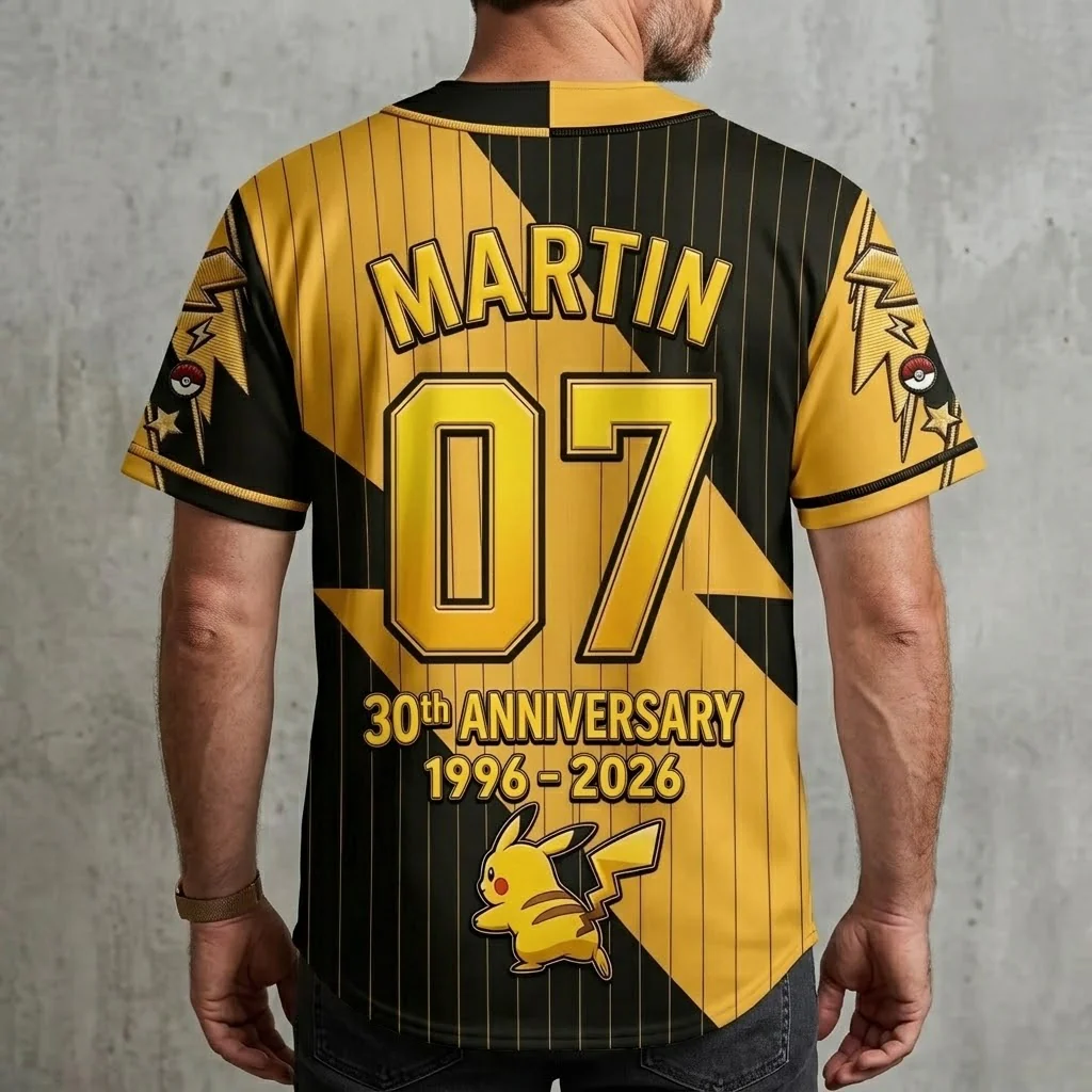 PoMo Celebrate 30 Years Of Catching Them All - Personalized Baseball Jersey - Gift For Movie Fans NL122 - Image 5