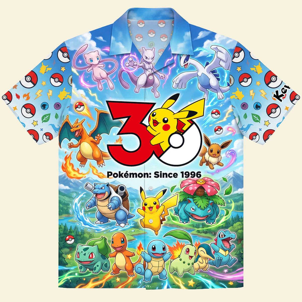 PoMo Celebrate 30 Years Of Catching Them All - Personalized Hawaiin Shirt - Anniversary Gift For Movie Fans - Image 4