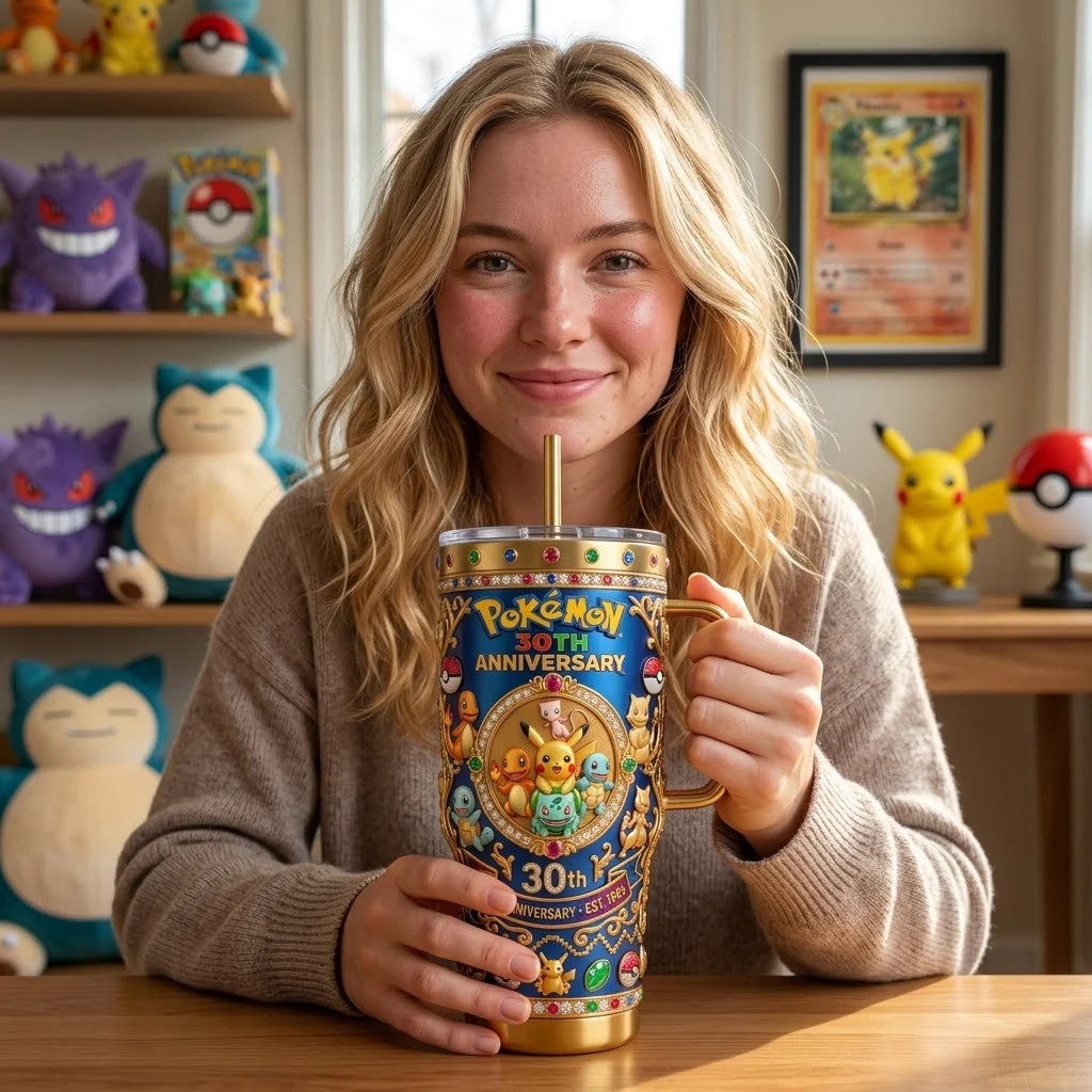 PoMo Celebrate 30 Years Of Catching Them All - Personalized Tumbler Cup With Handle - Anniversary Gift For Movie Fans NL122 - Image 3
