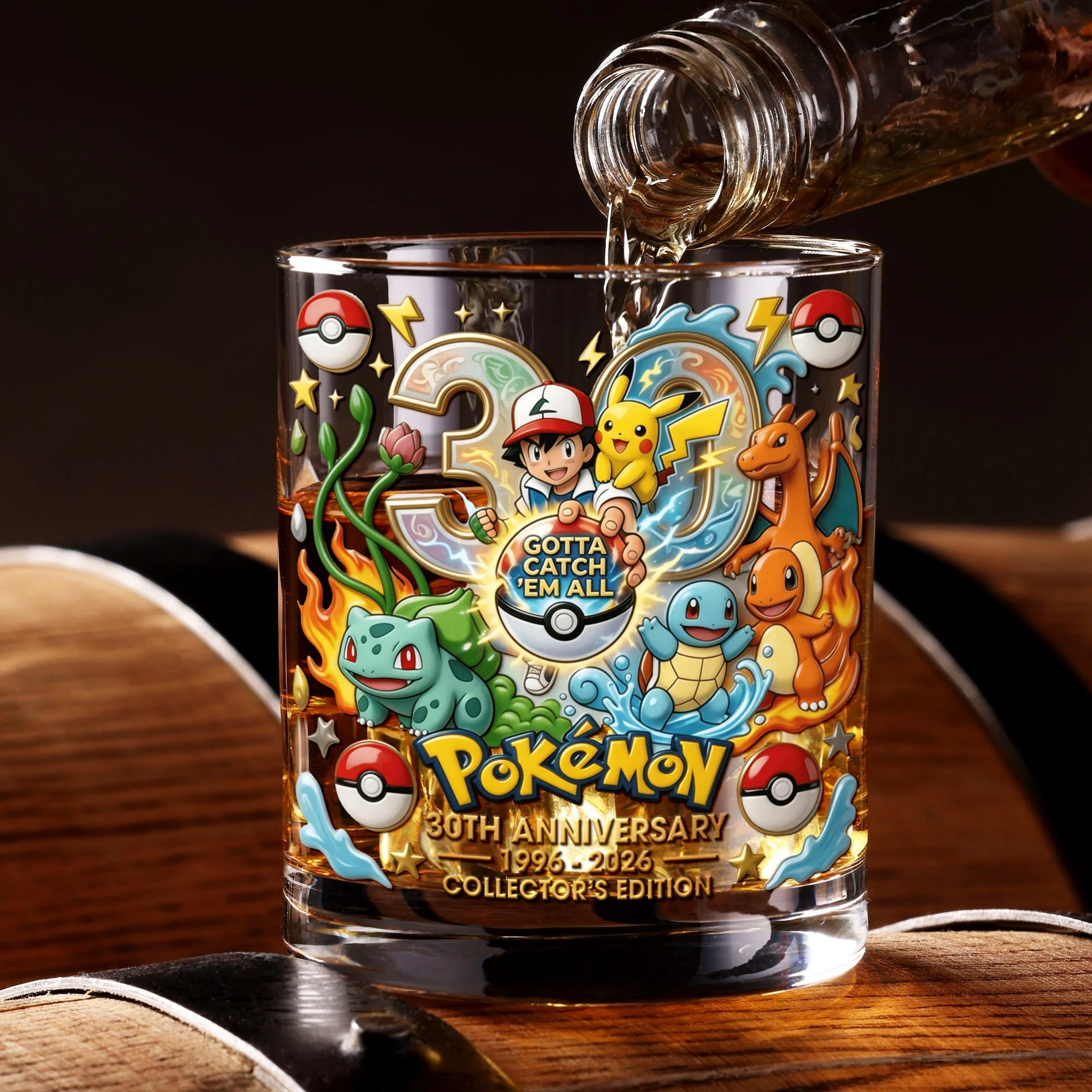 PoMo Celebrate 30 Years Of Catching Them All - Personalized Whiskey Glass - Anniversary Gift For Movie Fans NL122 - Image 2