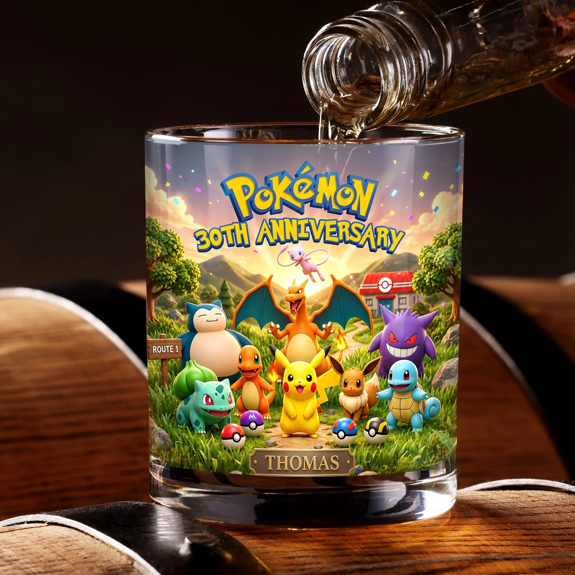 PoMo Celebrate 30 Years Of Catching Them All - Personalized Whiskey Glass - Gift For Movie Fans - Image 3