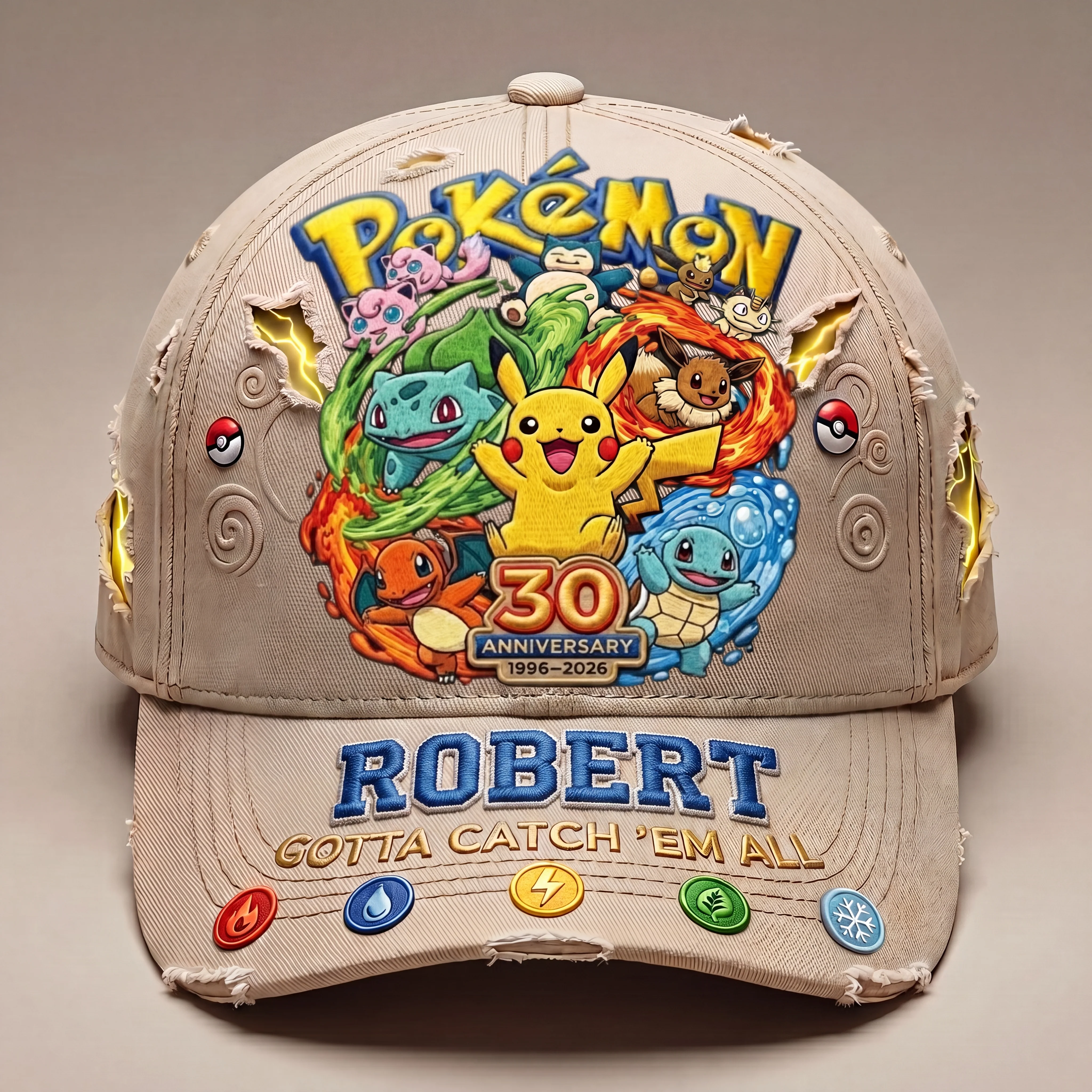 PoMo Celebrate 30 Years Of Legend - Gotta Catch 'Em All - Personalized Classic Cap HH01