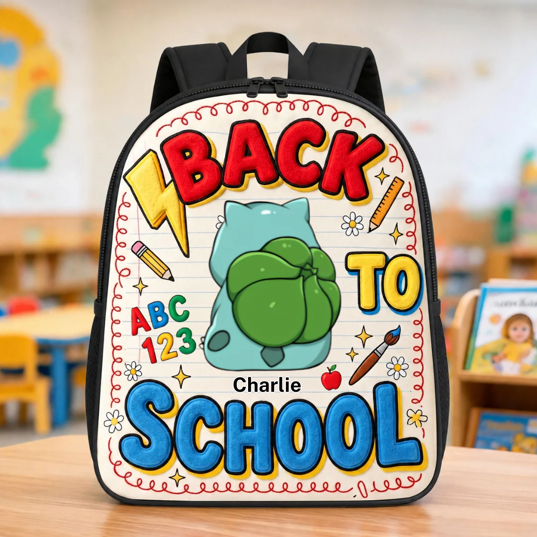 PoMo Cute Pocket Monsters Back To School - Personalized Backpack, Lunch Bag, Pencil Case & Water Bottle - Gift For Kids - Image 4
