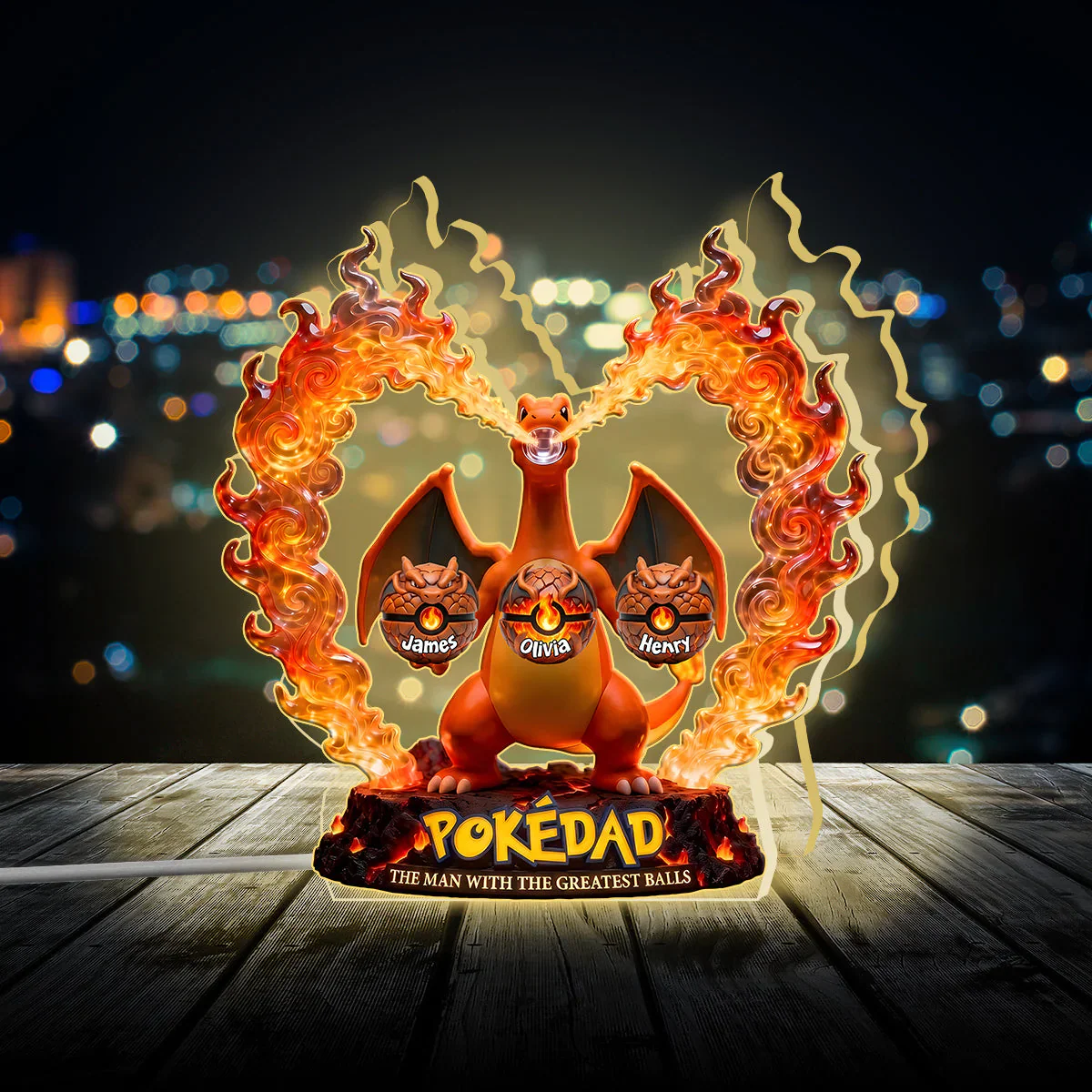 PoMo Legendary Pokedad - The Man With The Greatest Balls - Personalized Acrylic Light Box - Gift For Dad, Father's Day - Image 2