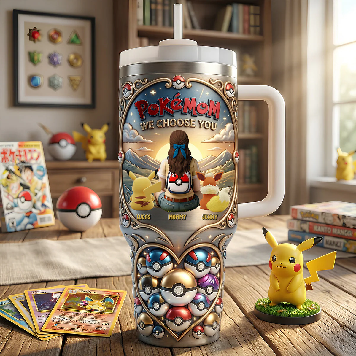 PoMo Mom Choose Us - Personalized Tumbler With Handle - Gift For Mom, Movie Fans - Image 2