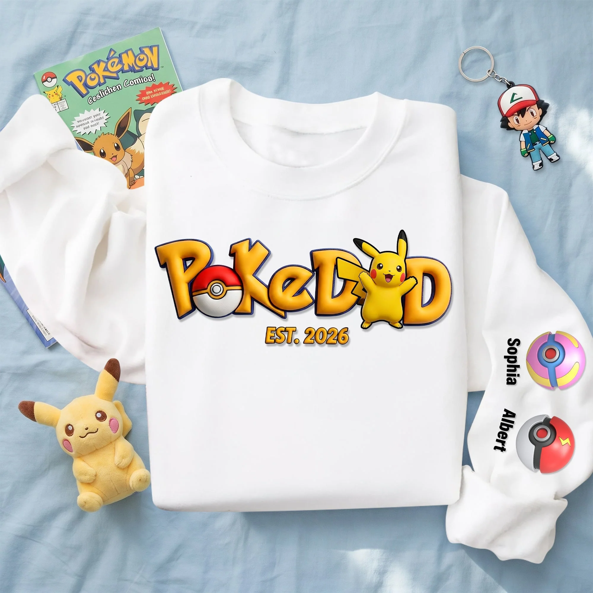 PoMo Pocket Monsters Dad And Kids - Personalized Shirt - Gift For Dad, Movies Fan - Image 2
