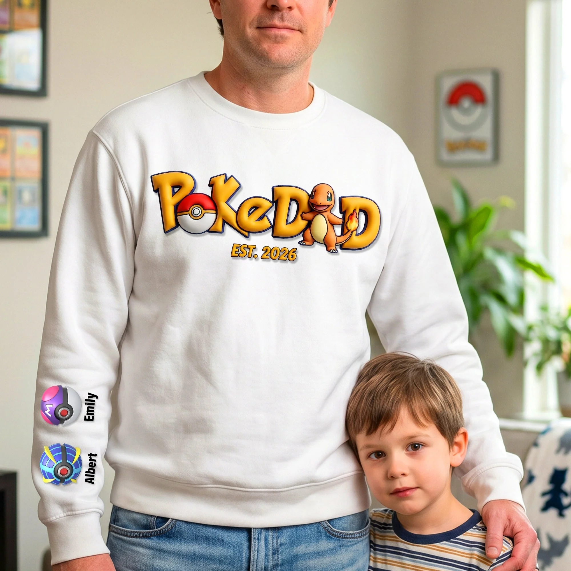 PoMo Pocket Monsters Dad And Kids - Personalized Shirt - Gift For Dad, Movies Fan - Image 3