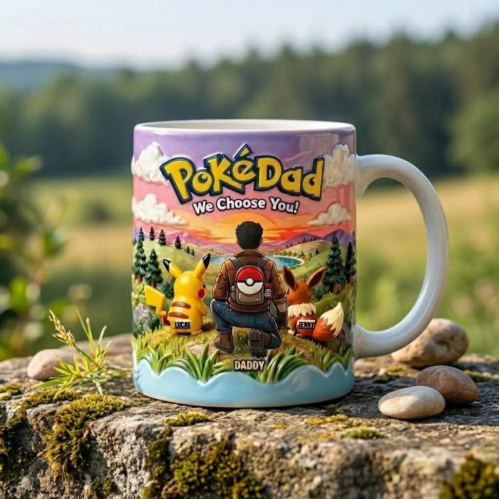 PoMo PoKéDad We Choose You - Personalized White Ceramic Mug - Gift For Dad - Image 2