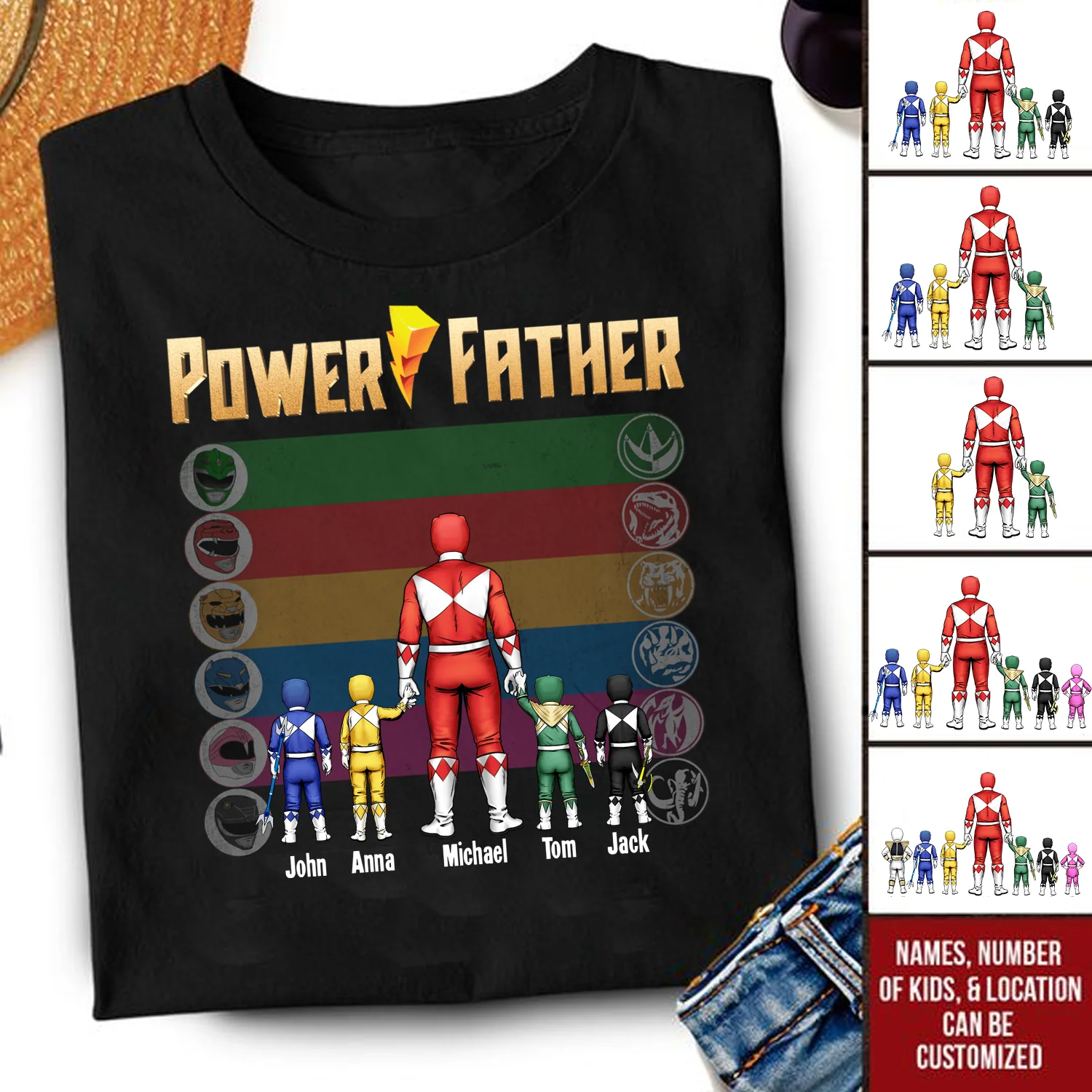 Power Rangers Father Is Number 1 - Gift For Dad - Personalized TShirt - CL21 NA94 - Image 2