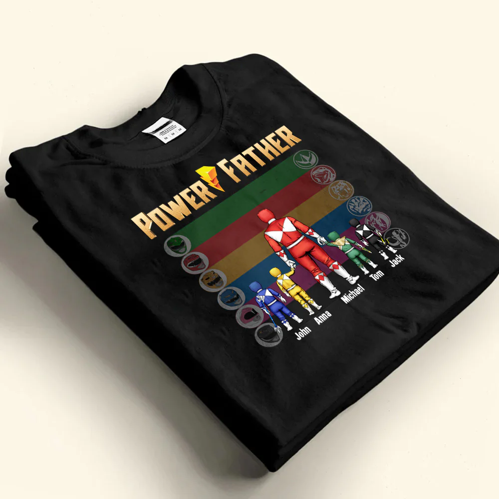 Power Rangers Father Is Number 1 - Gift For Dad - Personalized TShirt - CL21 NA94 - Image 3