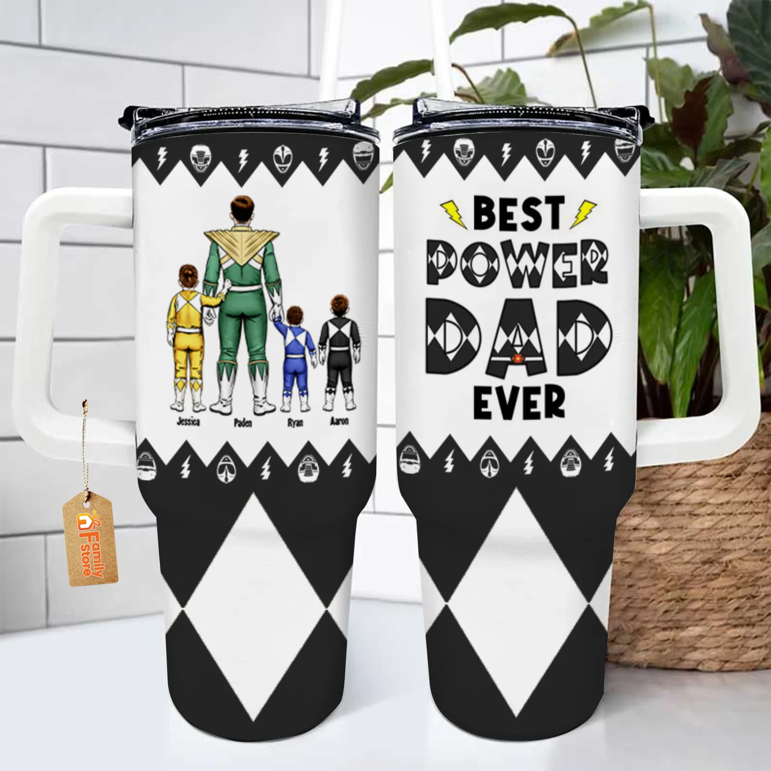 Morphin Power Ranger Best Of Dad Is The Most Powerful Thing - Gift For Dad, Husband - Personalized 40oz Tumbler Cup With Straw - CL21 NA94 - Image 2