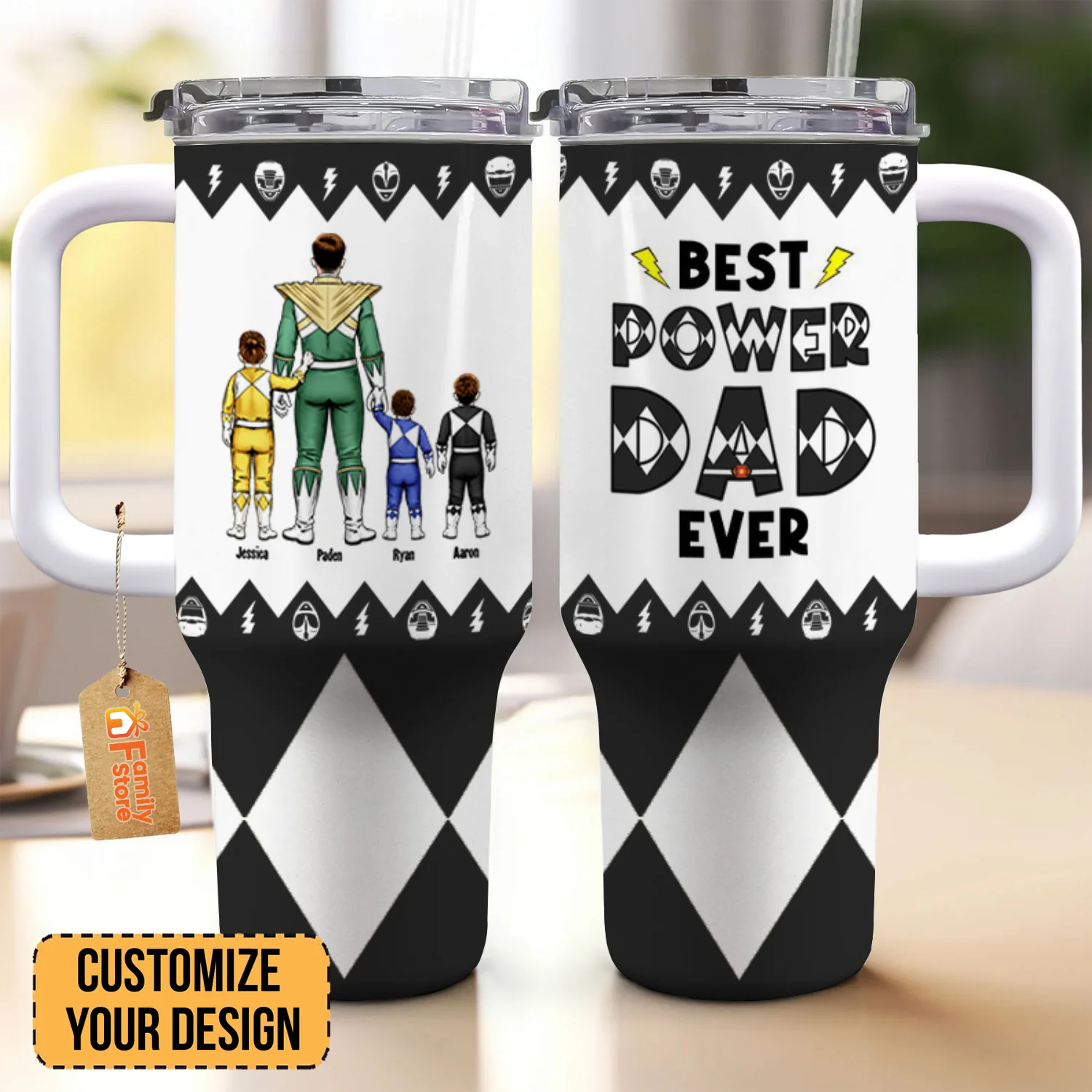 Morphin Power Ranger Best Of Dad Is The Most Powerful Thing - Gift For Dad, Husband - Personalized 40oz Tumbler Cup With Straw - CL21 NA94 - Image 3