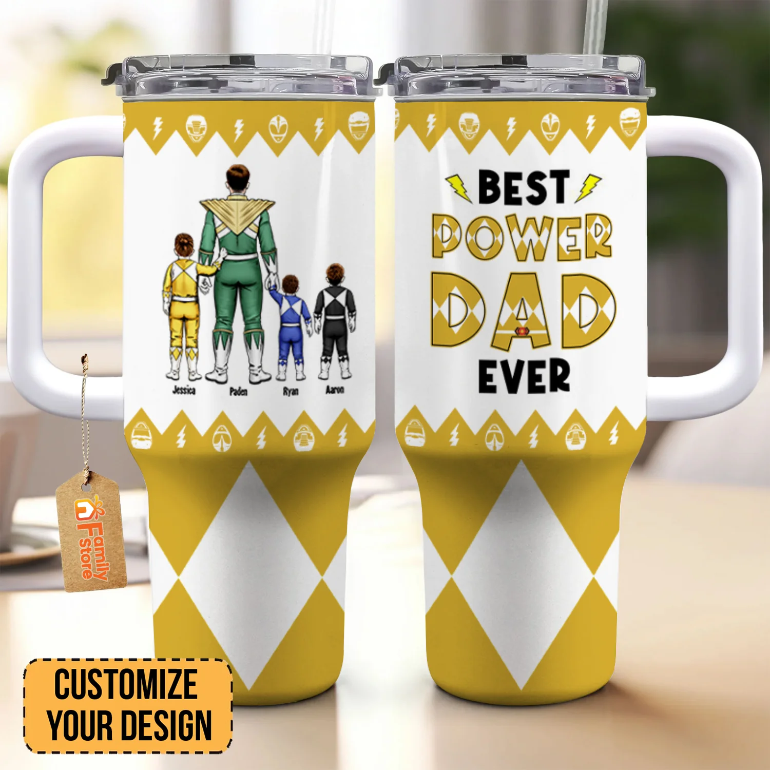 Morphin Power Ranger Best Of Dad Is The Most Powerful Thing - Gift For Dad, Husband - Personalized 40oz Tumbler Cup With Straw - CL21 NA94 - Image 4