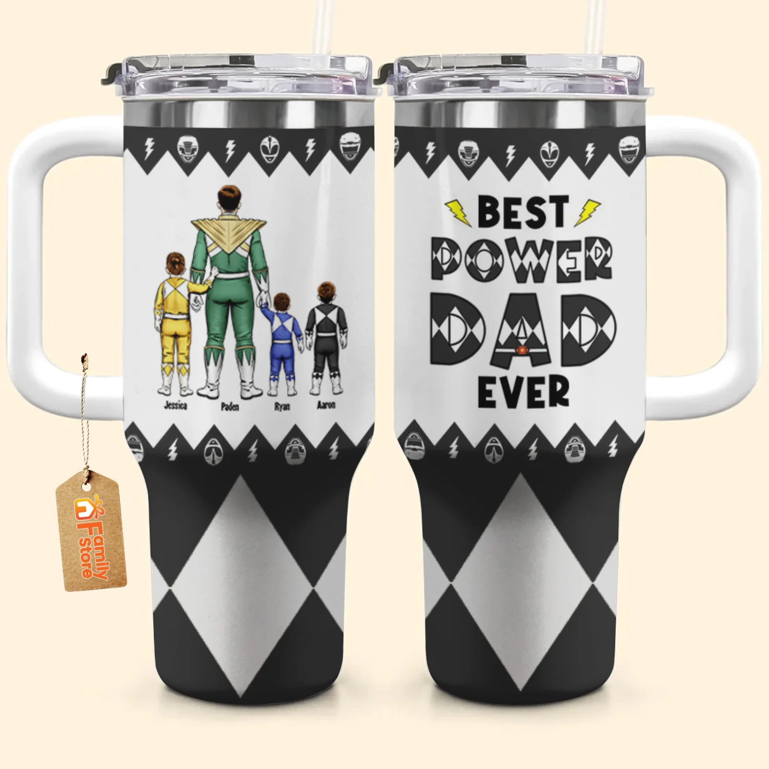 Morphin Power Ranger Best Of Dad Is The Most Powerful Thing - Gift For Dad, Husband - Personalized 40oz Tumbler Cup With Straw - CL21 NA94 - Image 5