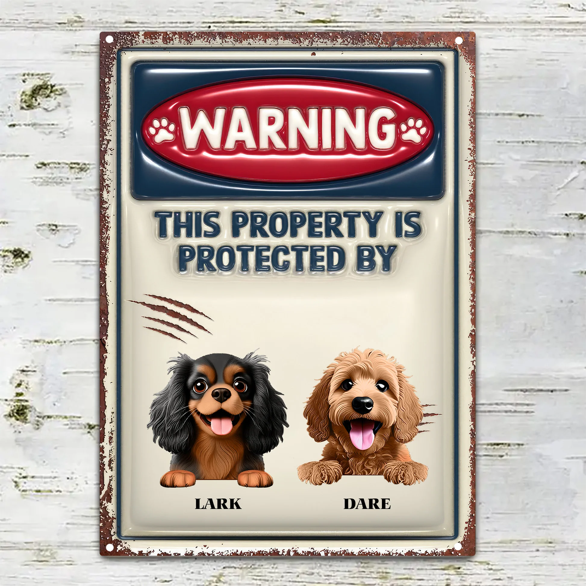 Property Is Protected By My Little Cartoon Dogs - Personalized 3D Inflated Effect  Metal Sign - Gift For Dog Lovers | CLP16 NA94 - Image 2