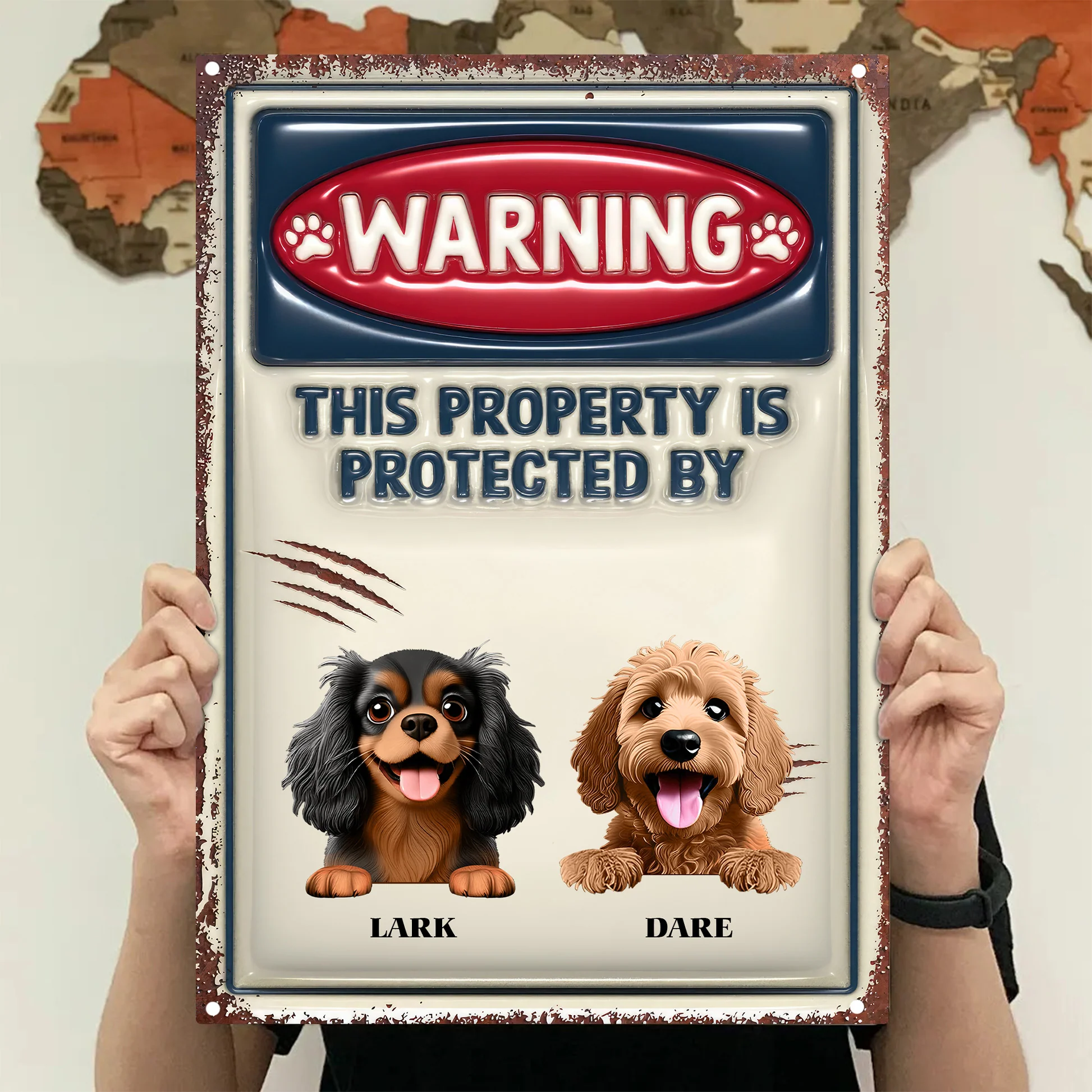 Property Is Protected By My Little Cartoon Dogs - Personalized 3D Inflated Effect  Metal Sign - Gift For Dog Lovers | CLP16 NA94 - Image 3