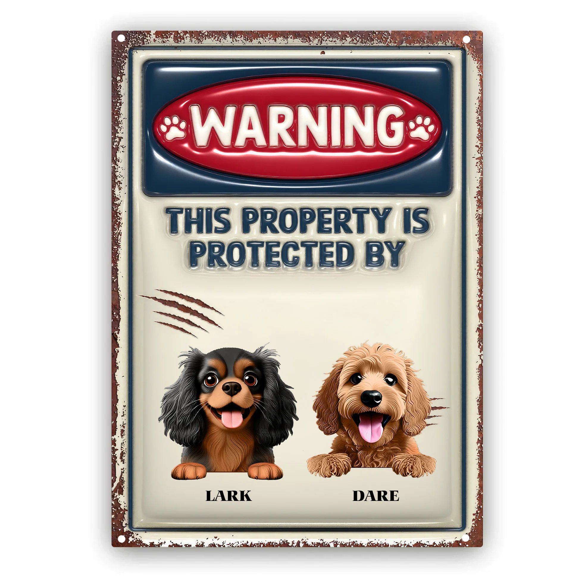 Property Is Protected By My Little Cartoon Dogs - Personalized 3D Inflated Effect  Metal Sign - Gift For Dog Lovers | CLP16 NA94 - Image 4