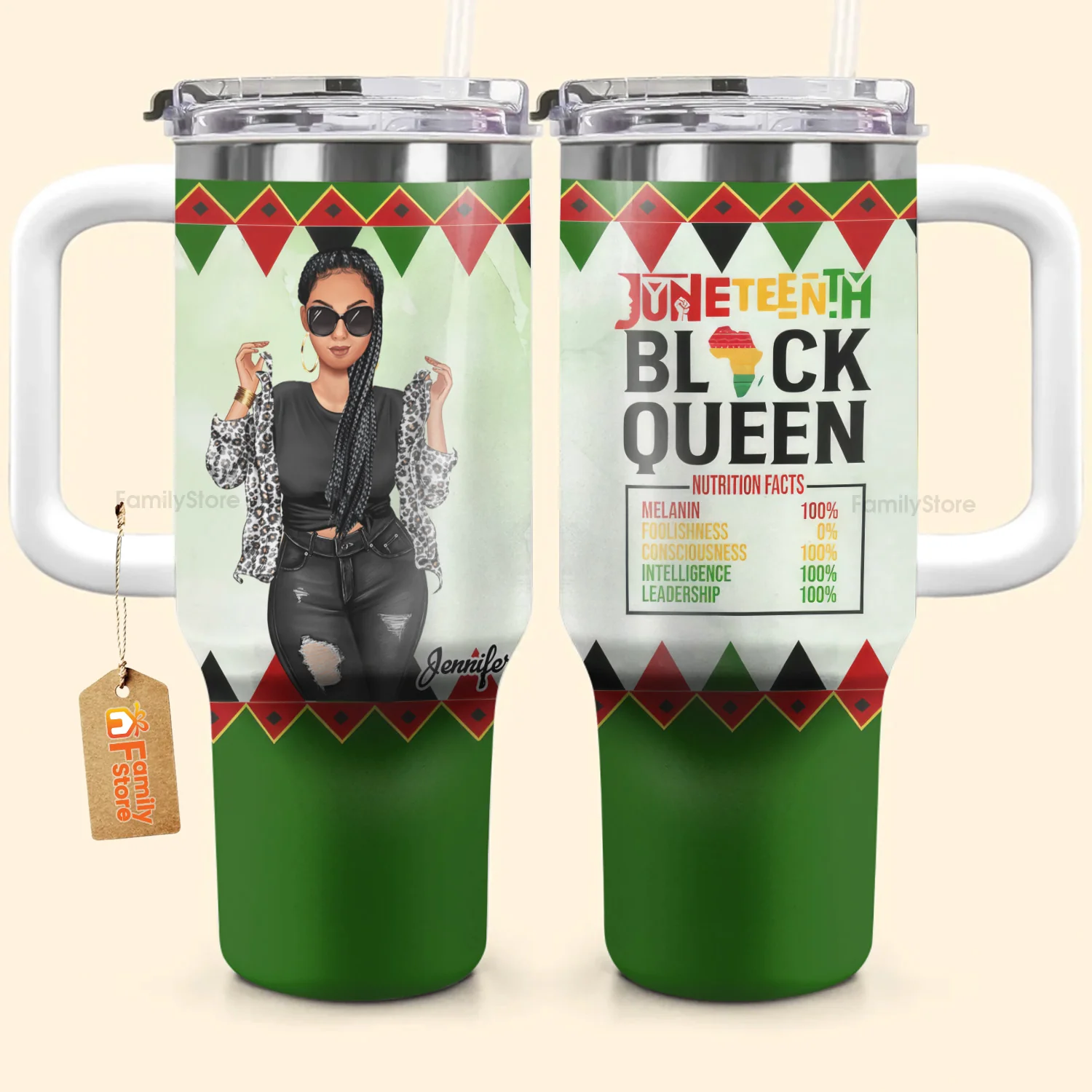 Proud African American Black Queen - Personalized Drink Tumbler - Gift For Juneteenth Black Women, Mom | GR3 - Image 3