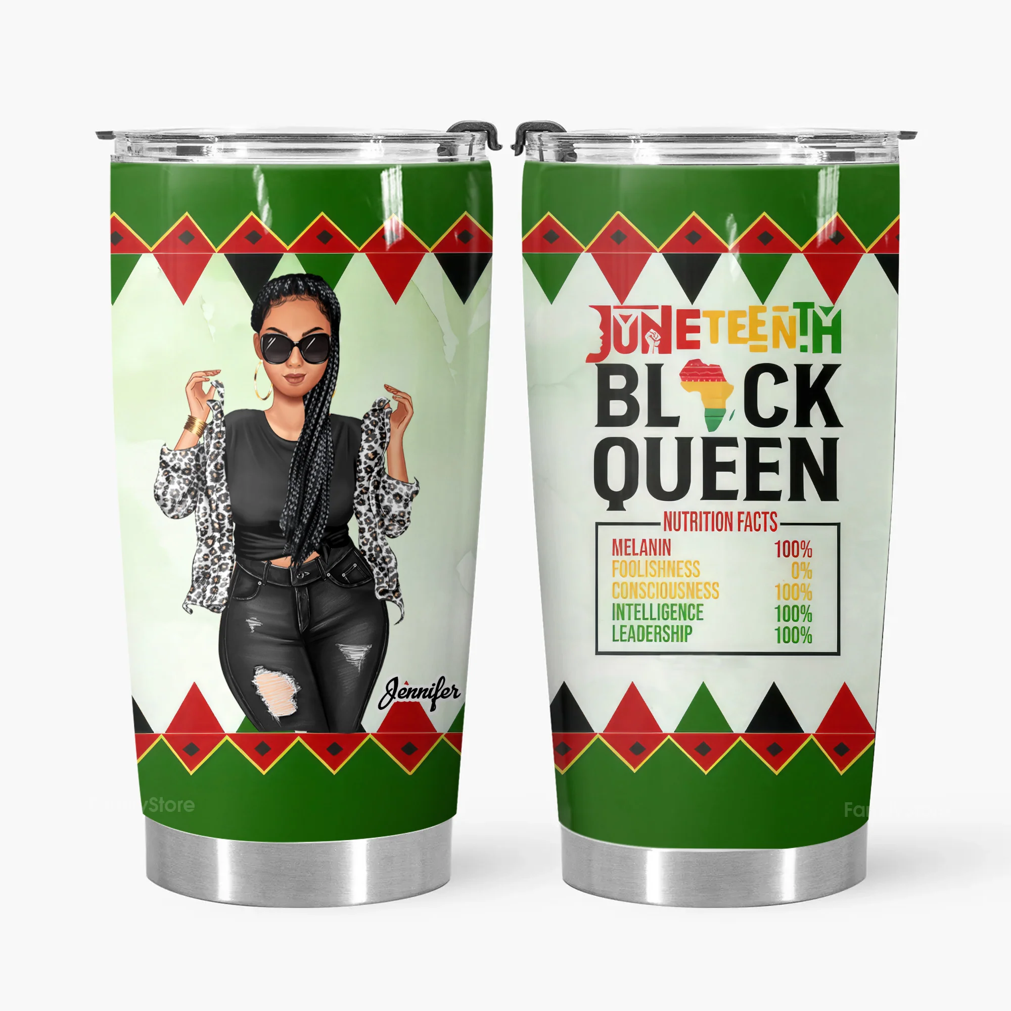 Proud African American Black Queen - Personalized Drink Tumbler - Gift For Juneteenth Black Women, Mom | GR3