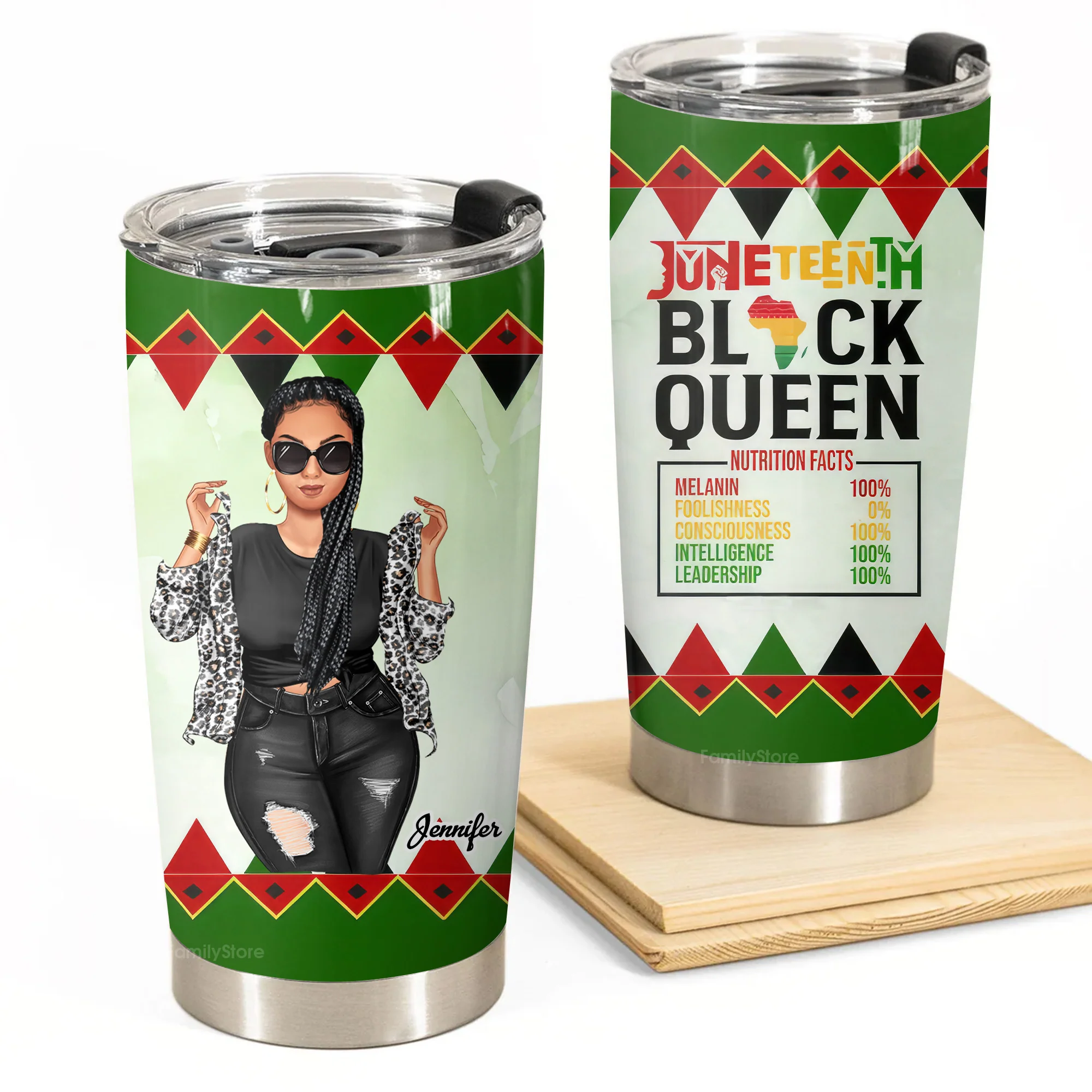 Proud African American Black Queen - Personalized Drink Tumbler - Gift For Juneteenth Black Women, Mom | GR3 - Image 2