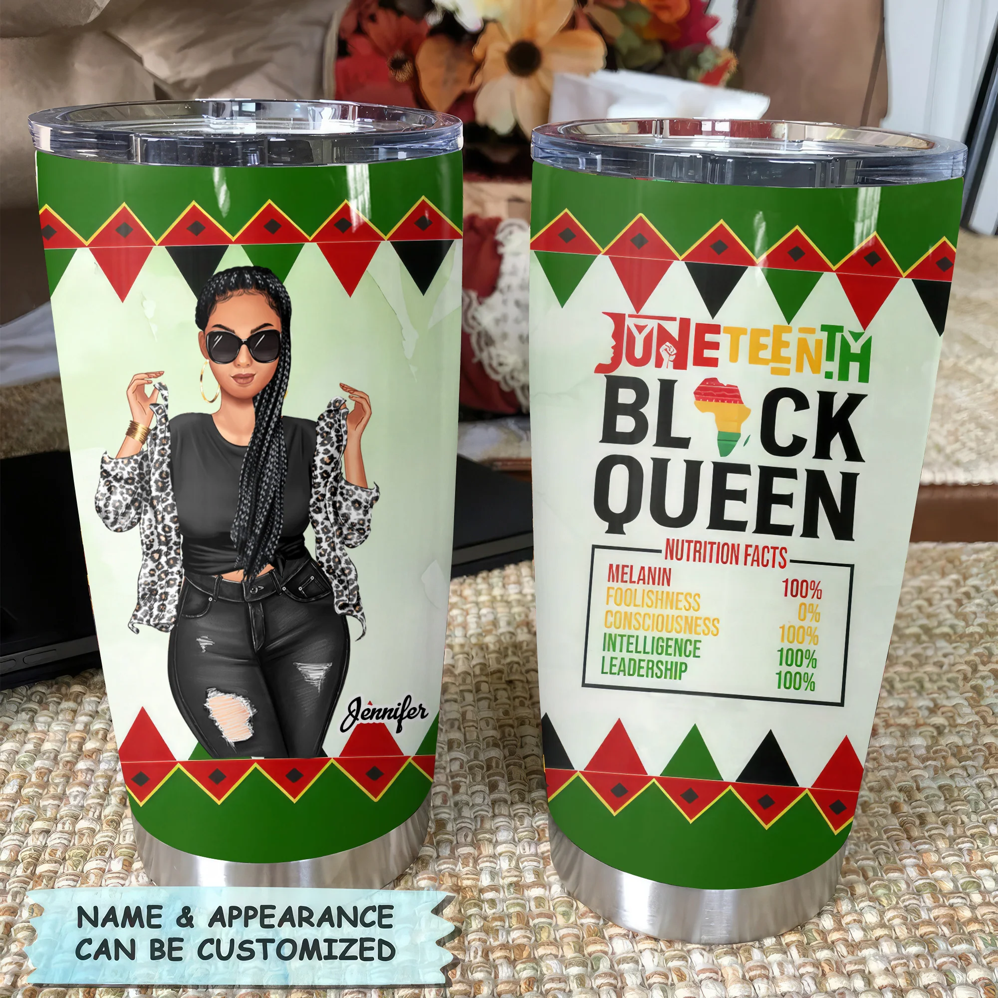 Proud African American Black Queen - Personalized Drink Tumbler - Gift For Juneteenth Black Women, Mom | GR3 - Image 3