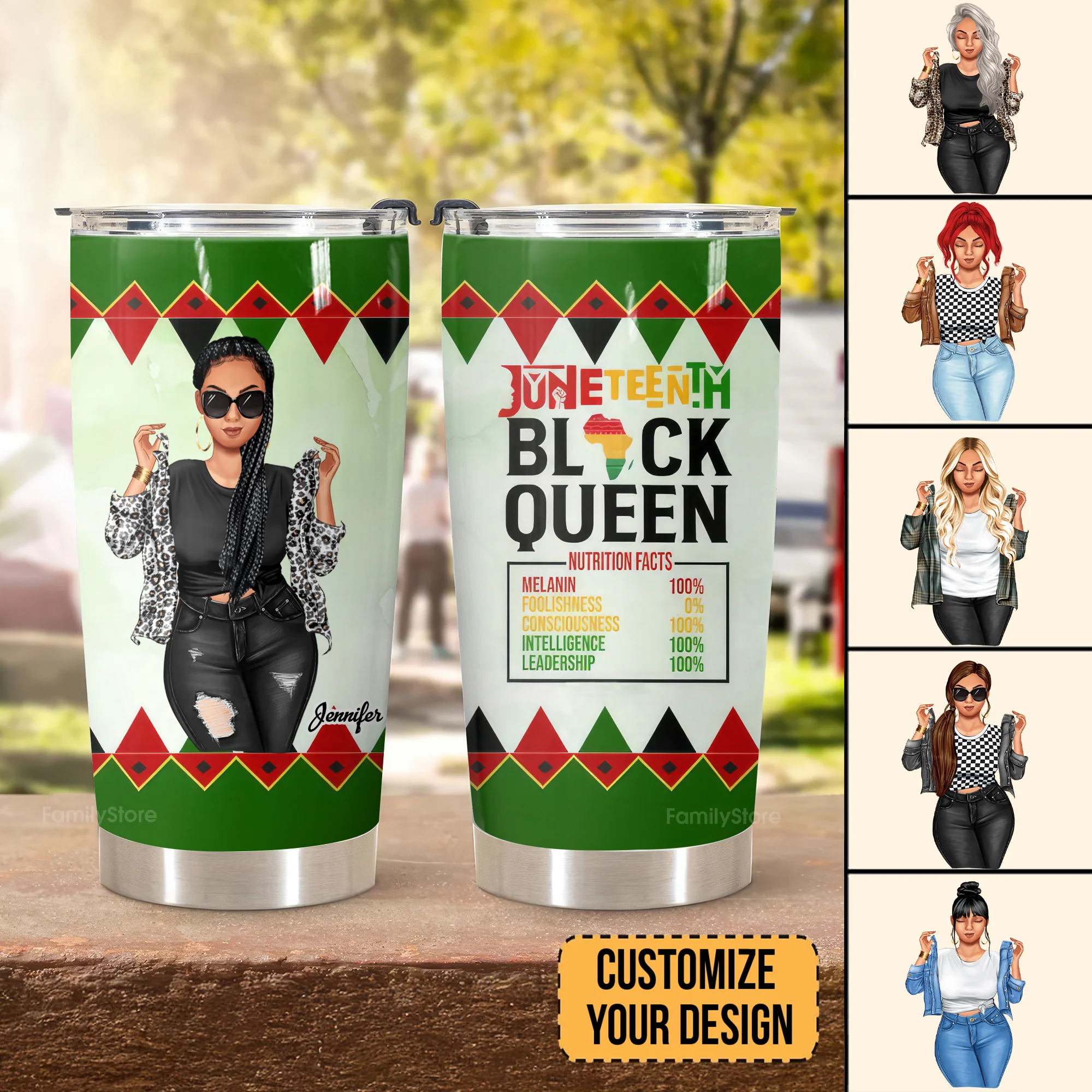 Proud African American Black Queen - Personalized Drink Tumbler - Gift For Juneteenth Black Women, Mom | GR3 - Image 4