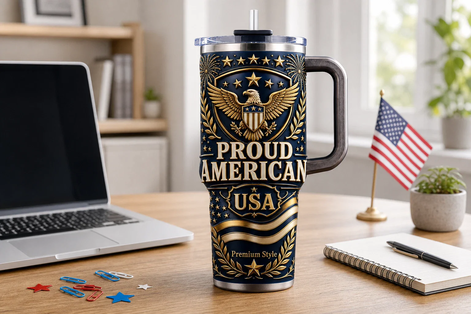 Proud American Eagle USA Stars Stripes - Patriotic Tumbler - Gift For Patriots - Image 3