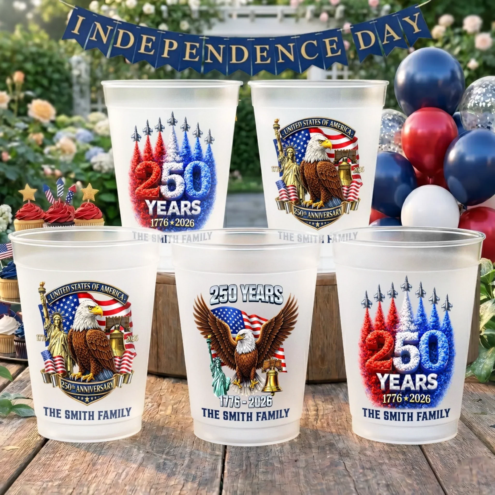 Proud American Roots - Personalized Frosted Cups - Patriotic Gift For Family