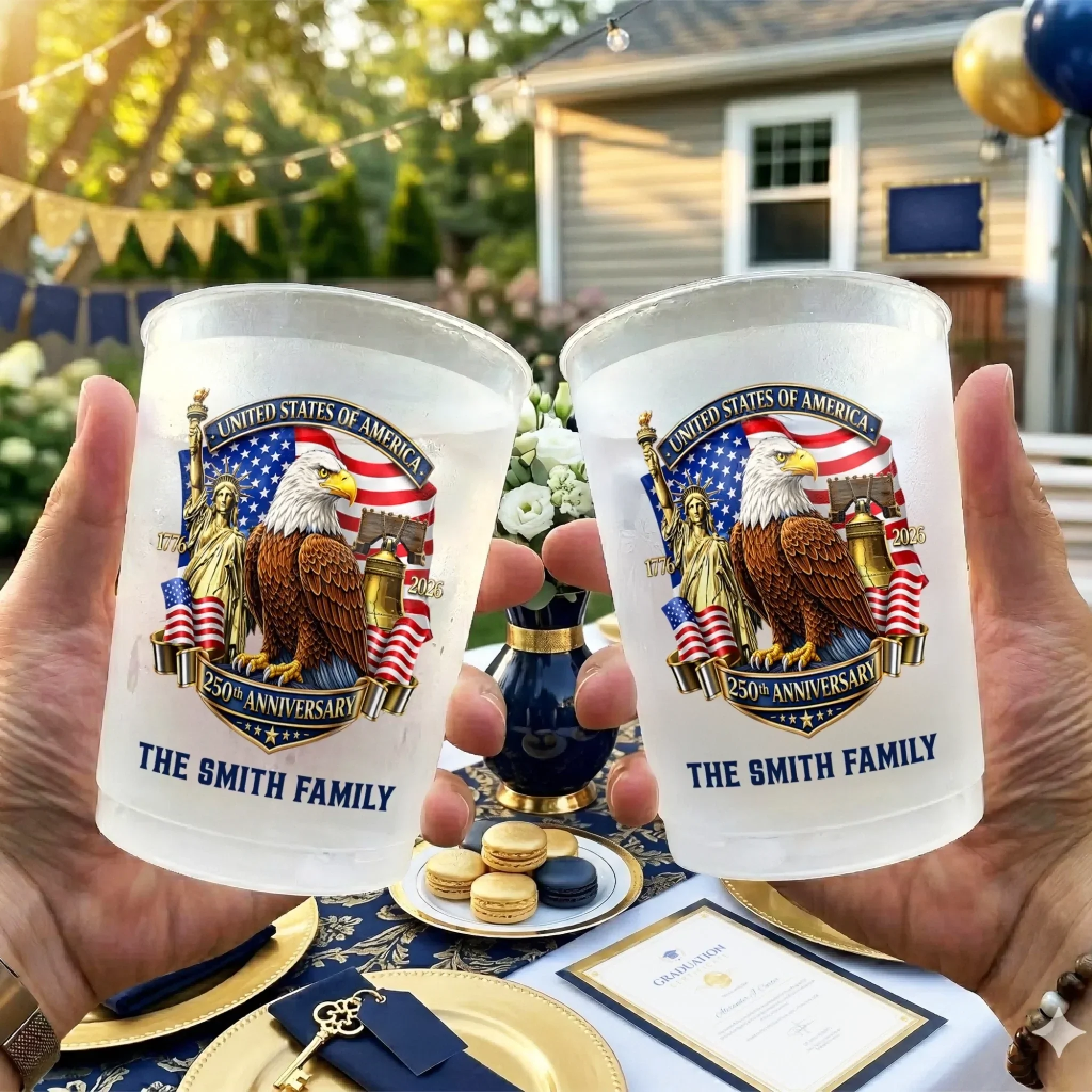 Proud American Roots - Personalized Frosted Cups - Patriotic Gift For Family - Image 3