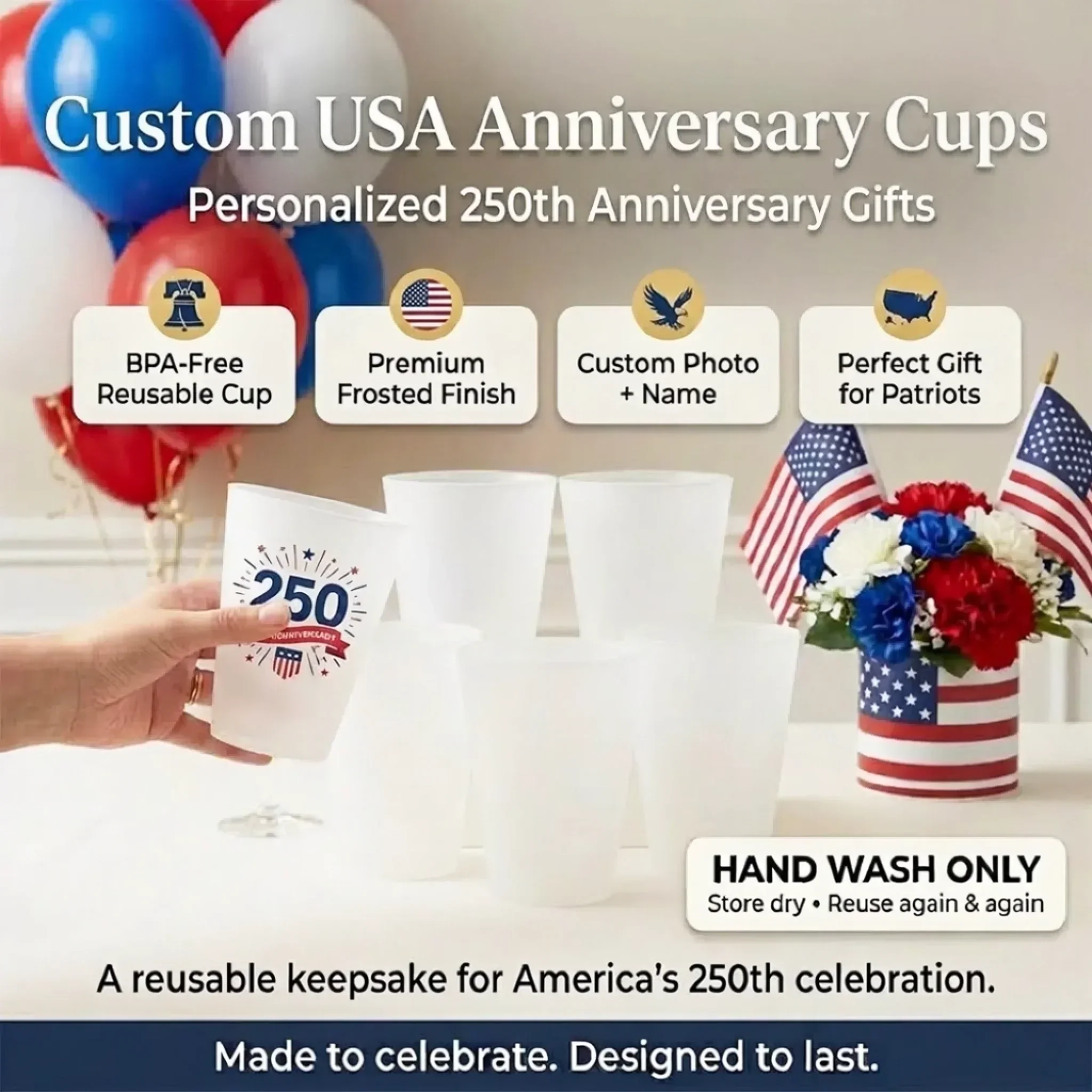 Proud American Roots - Personalized Frosted Cups - Patriotic Gift For Family - Image 6