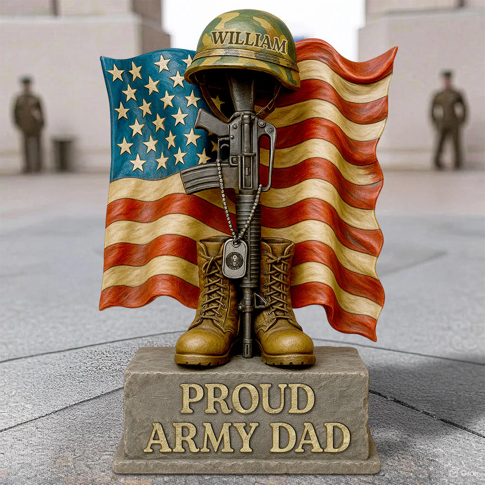 Proud Army Dad Veteran America Flag - Shape Acrylic Plaque - Gift For Veterans | HN02