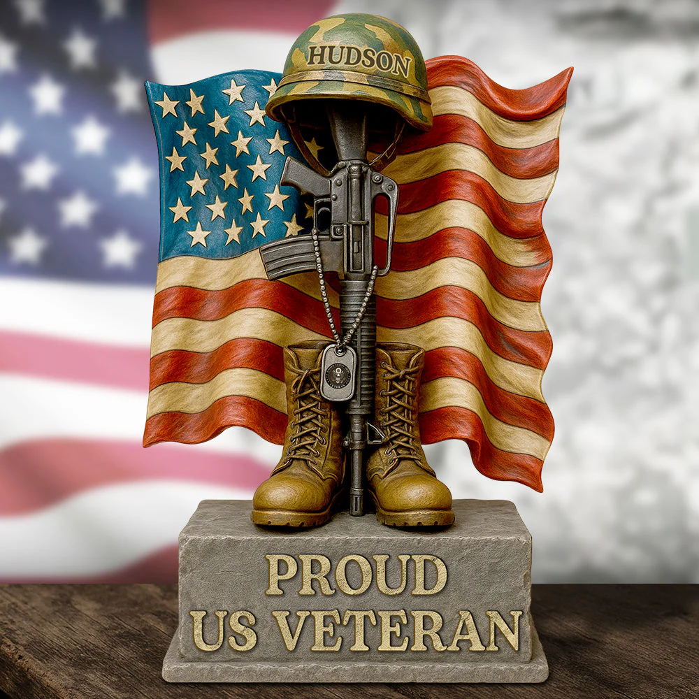 Proud Army Dad Veteran America Flag - Shape Acrylic Plaque - Gift For Veterans | HN02 - Image 2