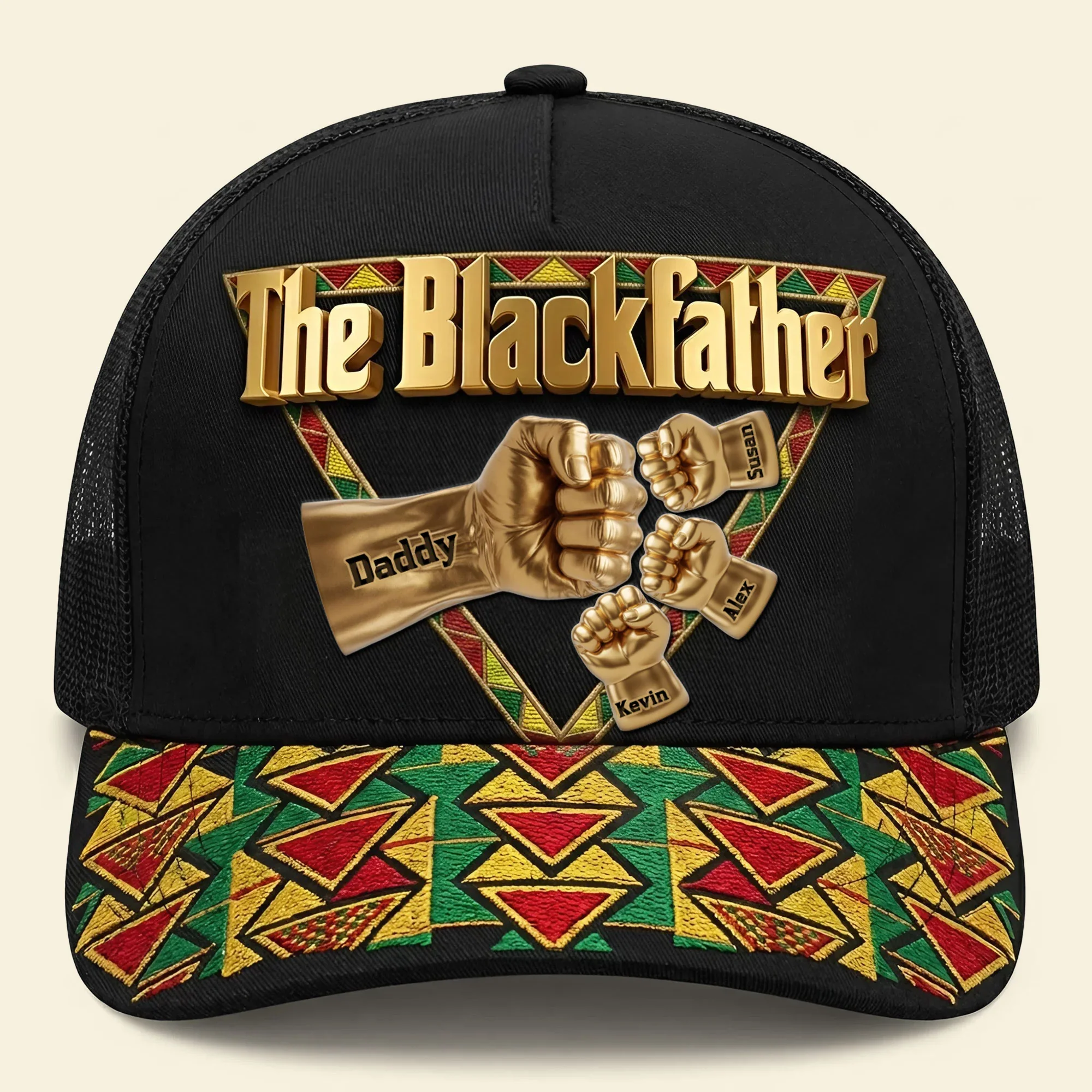 Proud Black Father The Blackfather Fist Bump - Personalized Classic Cap - Gift For Dad - Image 3