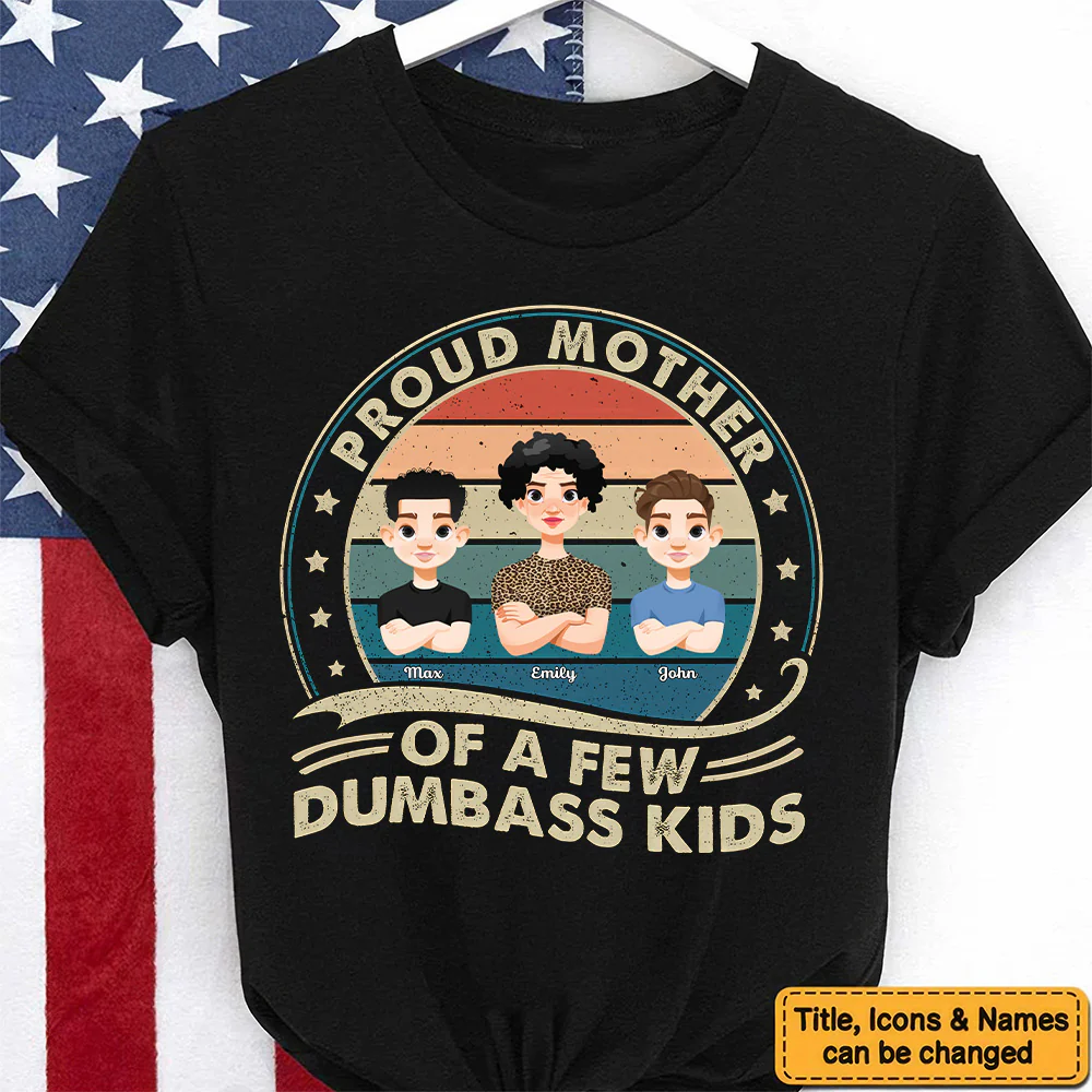Proud Mother Of A Few Kids Retro - Personalized Shirt - Gift For Mom, Grandma, Mothers Day | CL50 NA94 - Image 5
