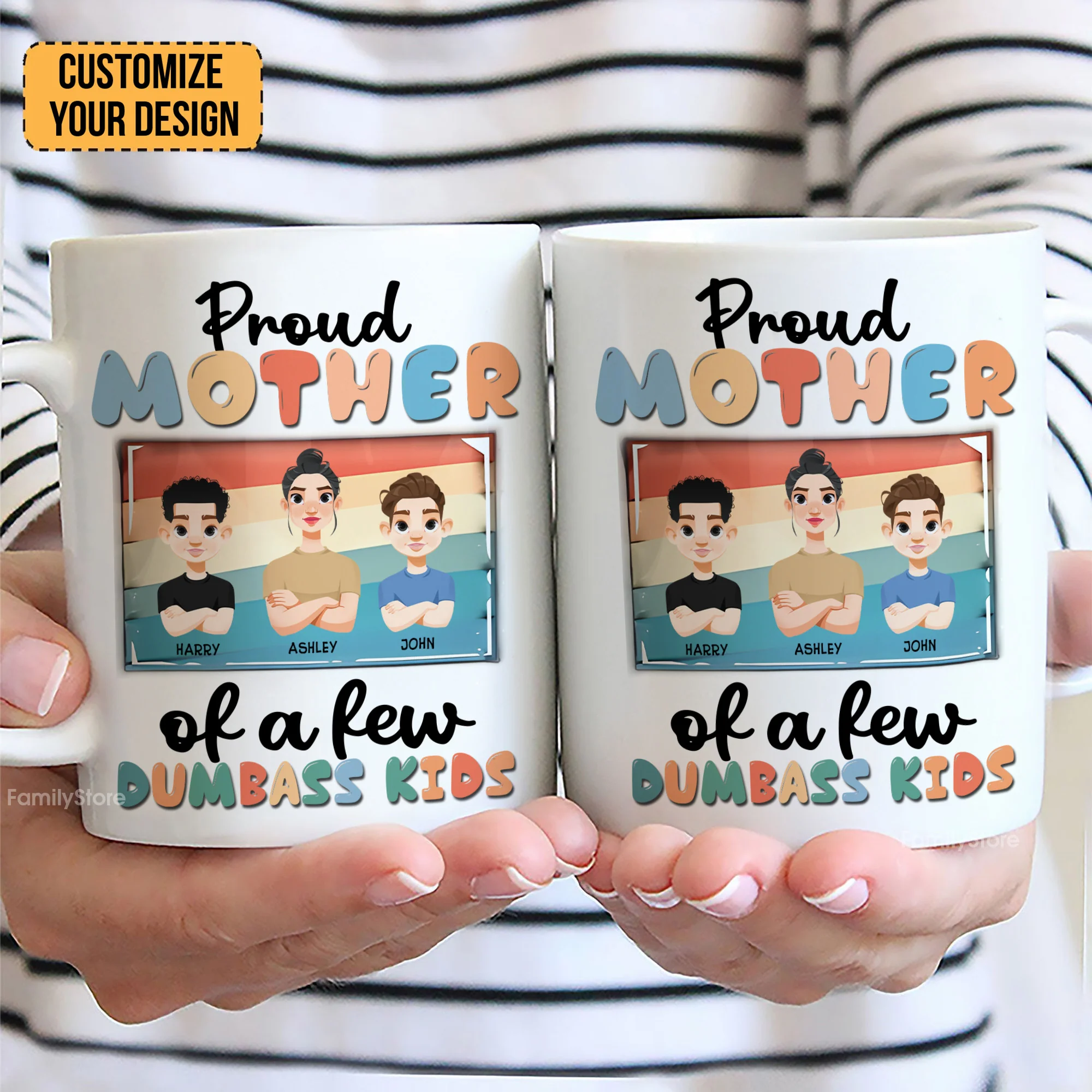 Proud Mother Of Dumbass Kids - Personalized White Ceramic Mug - Gift For Mom, Grandma, Mothers Day | CL50 NA94 - Image 2