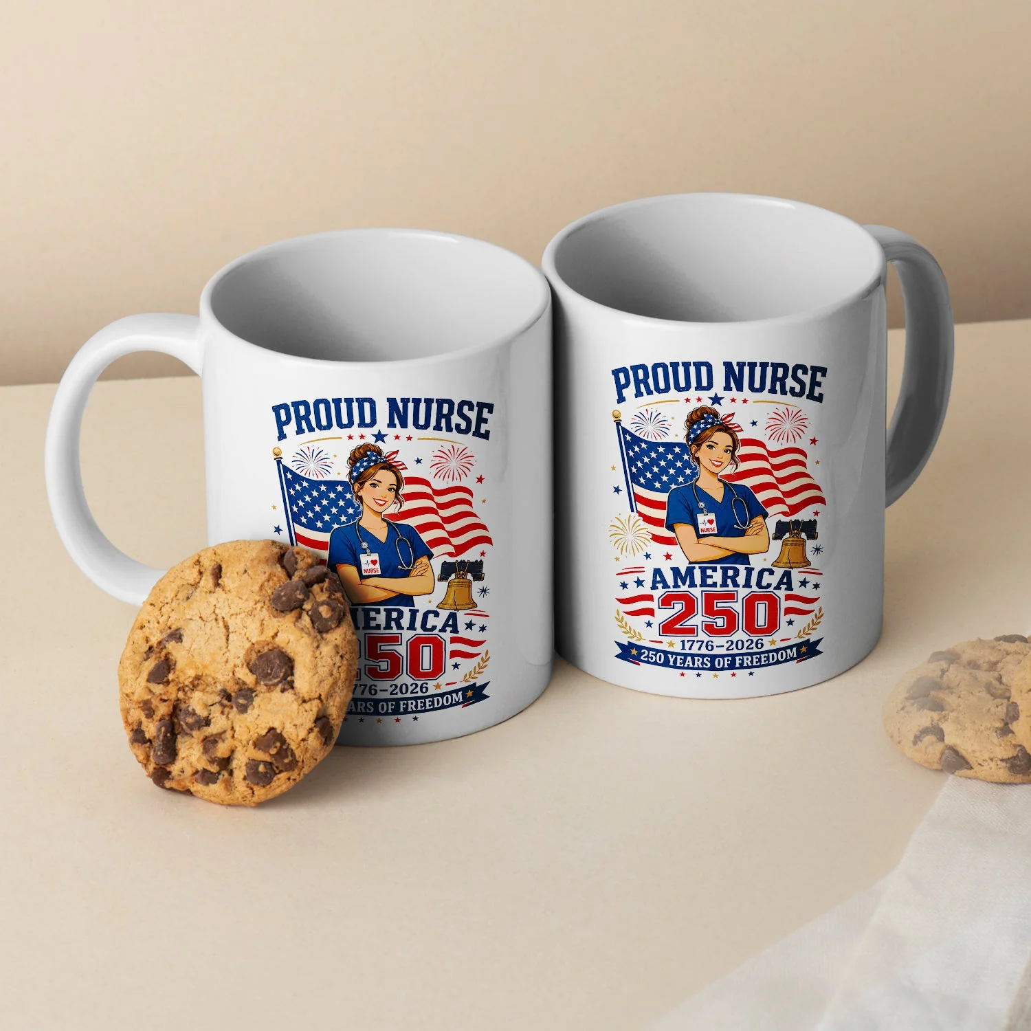 Proud Nurse America 250 Years Of Freedom - White Ceramic Mug - Gift For Her, Patriotic Nurse - Image 4