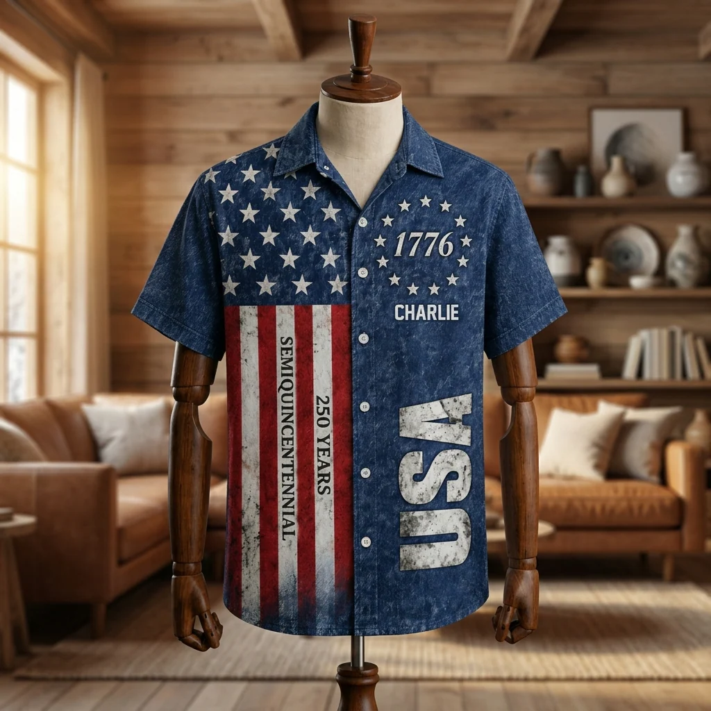 Proud To Be An American 1776 USA 250 Years - Personalized Hawaiian Shirt - Gift For Family - Image 2