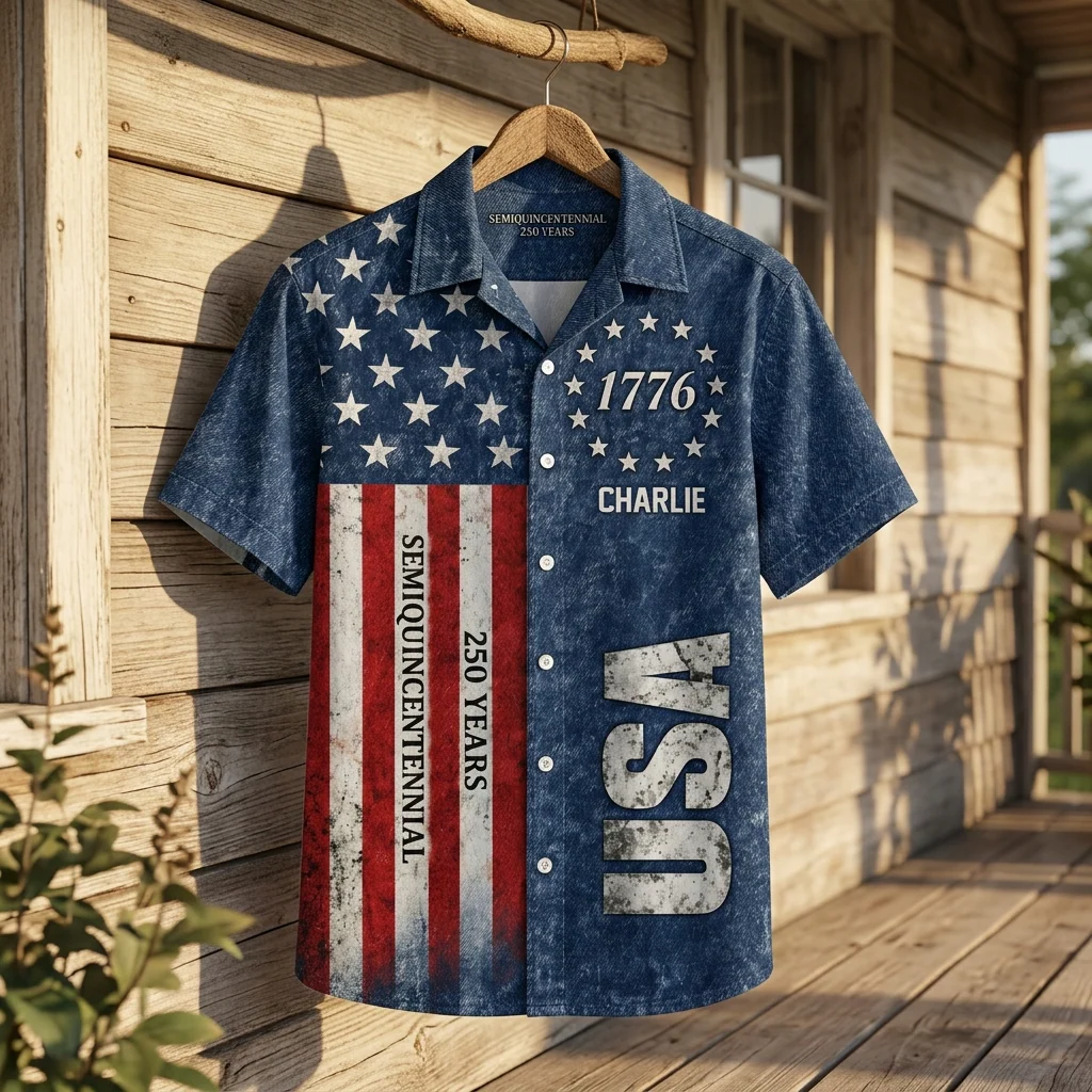Proud To Be An American 1776 USA 250 Years - Personalized Hawaiian Shirt - Gift For Family - Image 3