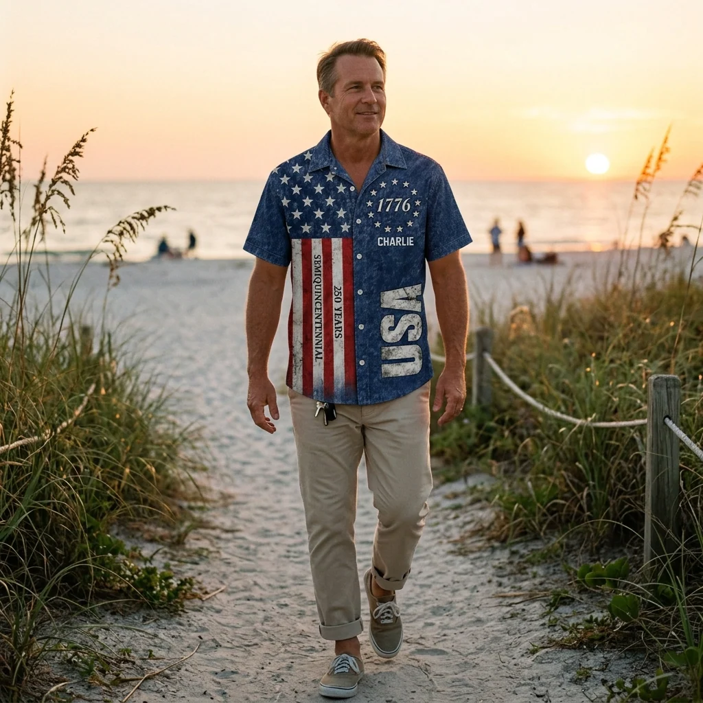 Proud To Be An American 1776 USA 250 Years - Personalized Hawaiian Shirt - Gift For Family - Image 4